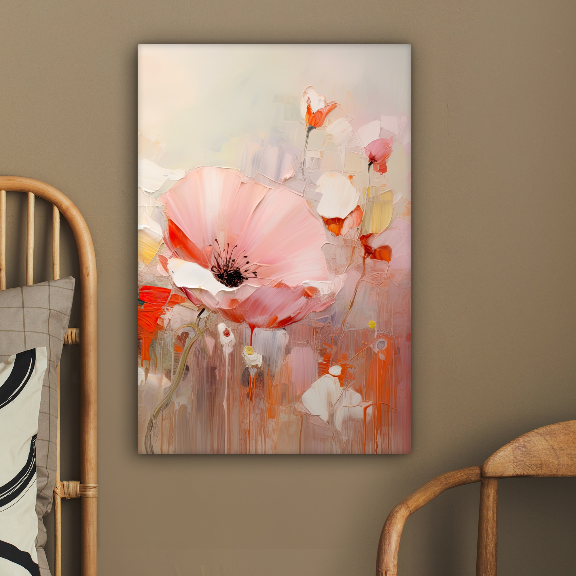 Tableau sur toile - Fleurs - Aquarelle - Rose - Abstrait - Art-2