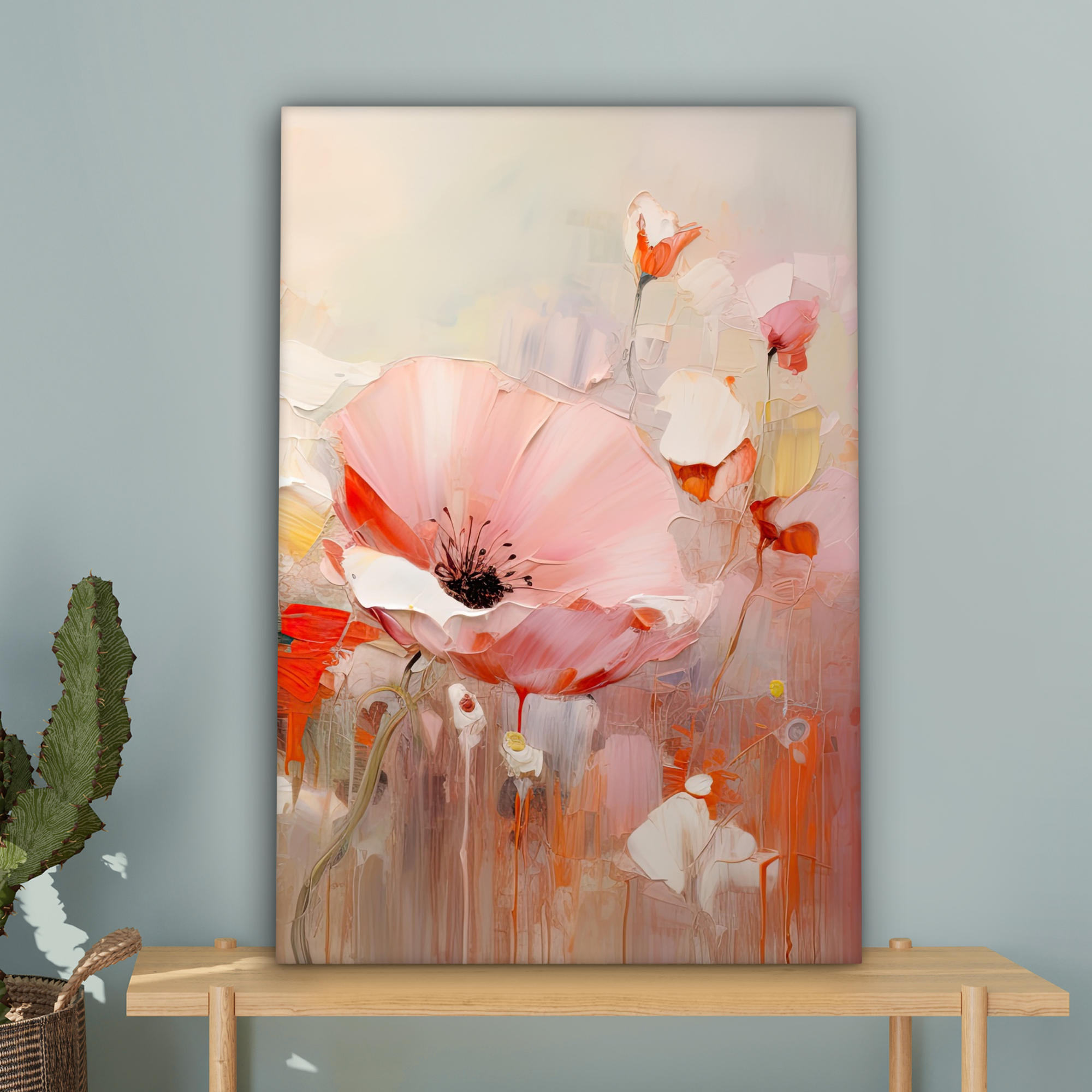 Leinwandbild - Blumen - Aquarell - Rosa - Abstrakt - Kunst-4