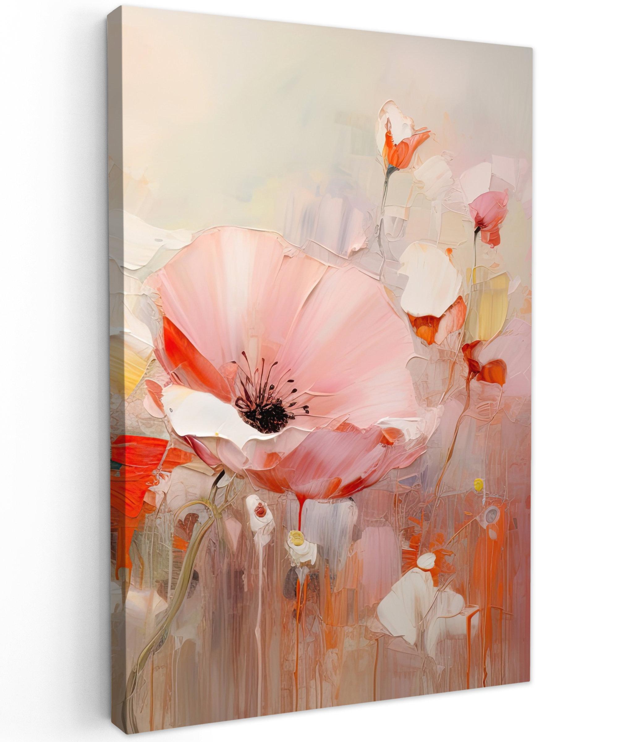 Leinwandbild - Blumen - Aquarell - Rosa - Abstrakt - Kunst