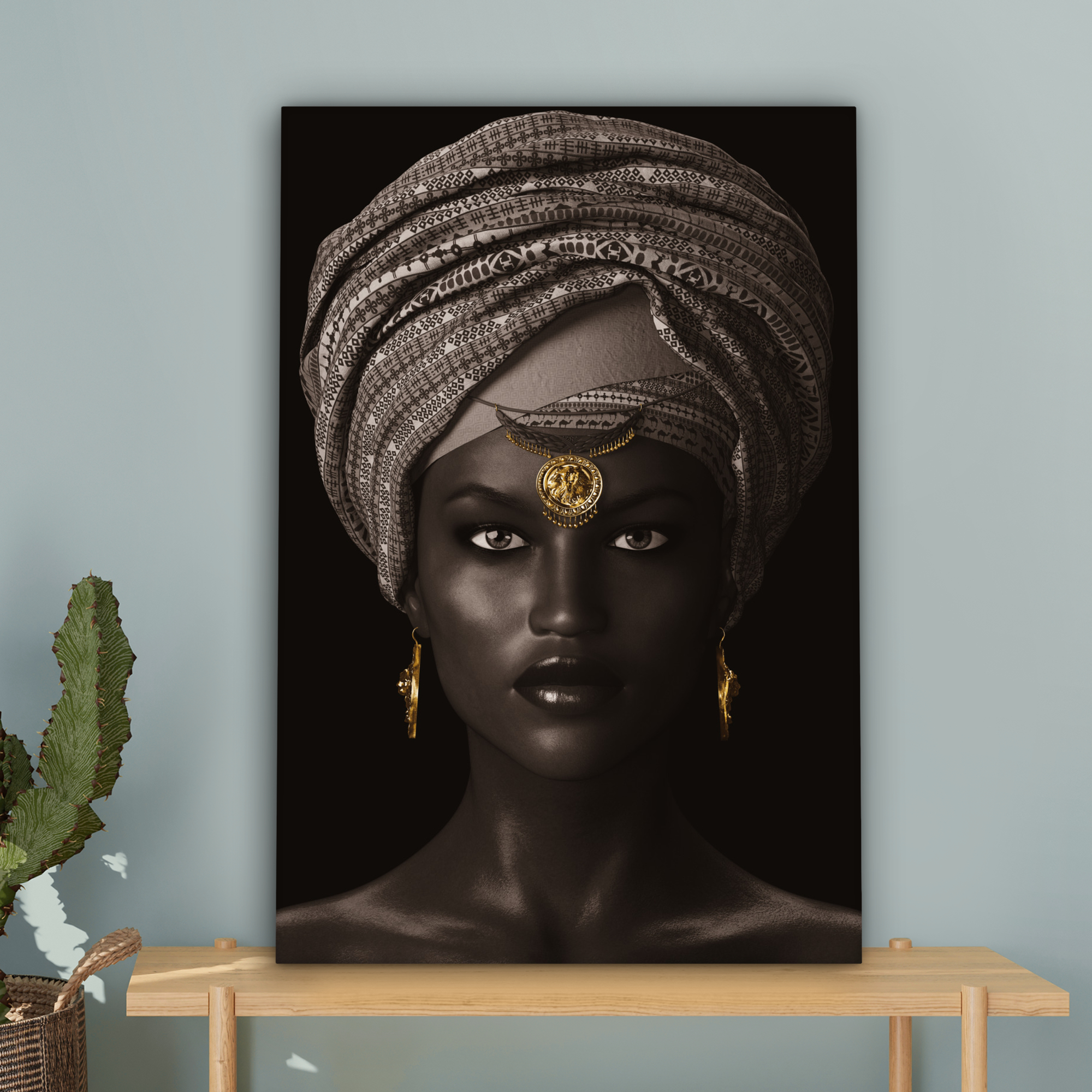 Canvas schilderij - Vrouw - Afrikaans - Goud-4