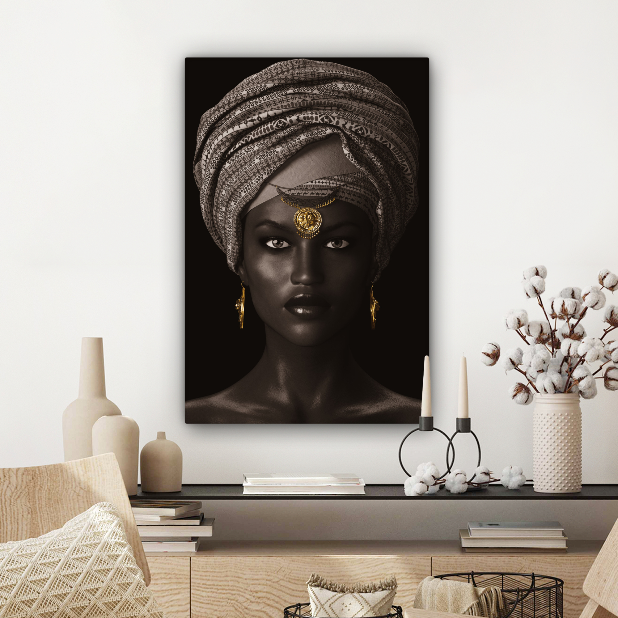 Tableau sur toile - Femme - Africaine - Or-3
