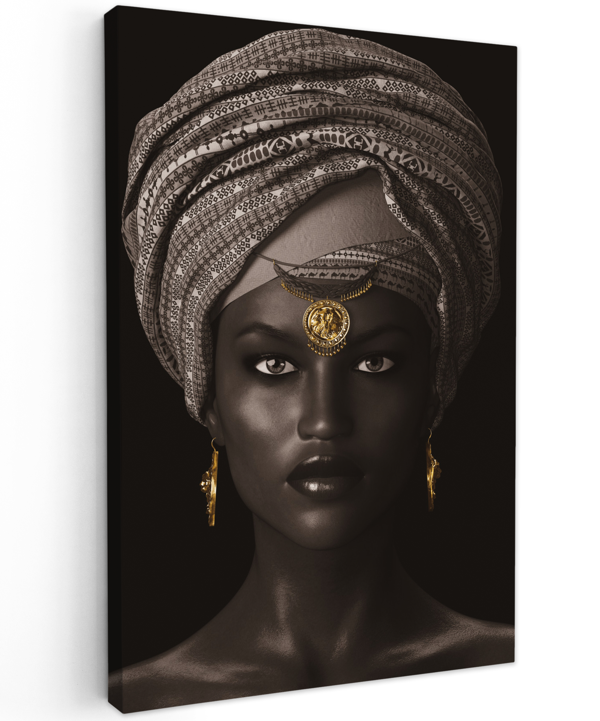 Tableau sur toile - Femme - Africaine - Or