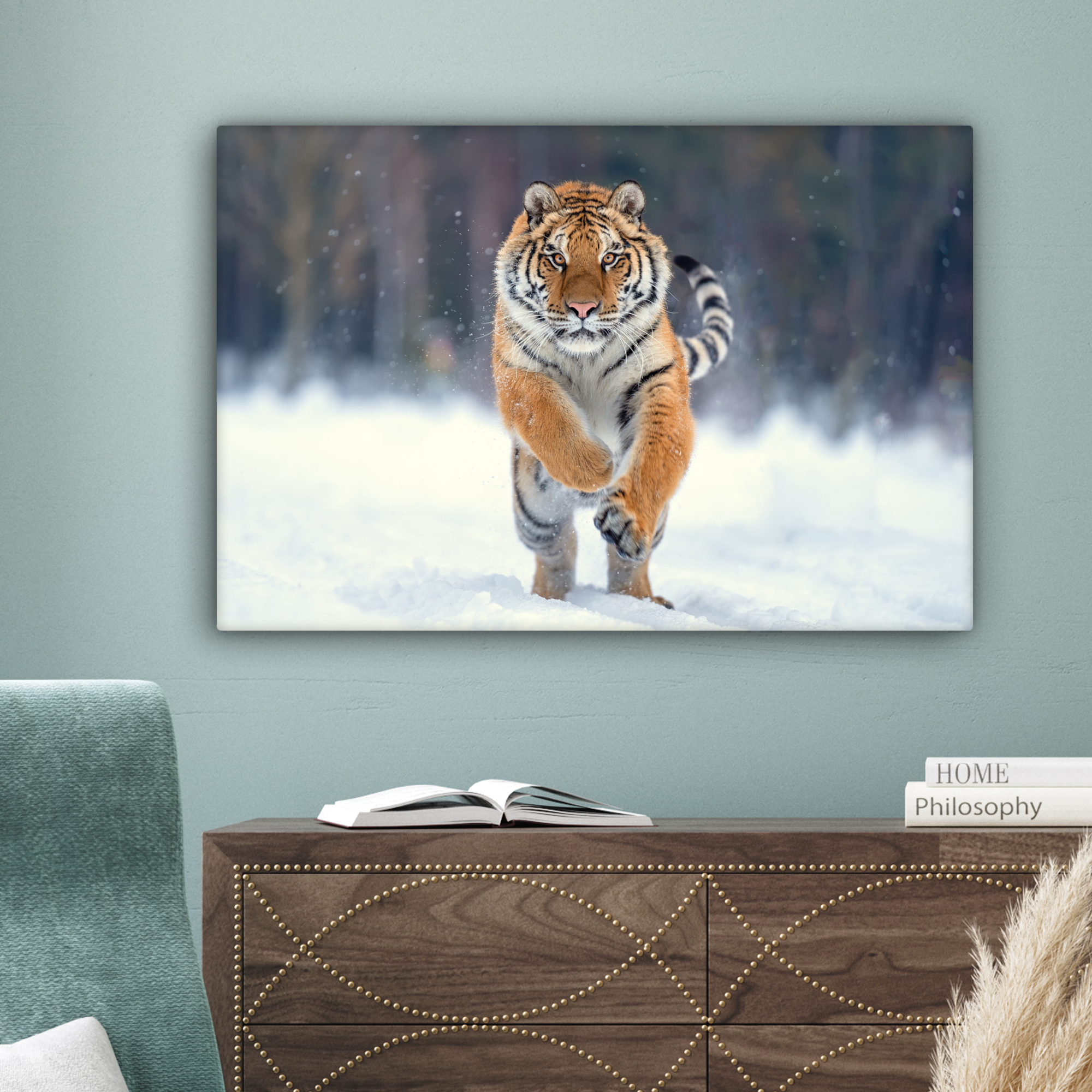 Leinwandbild - Tiger - Landschaft - Schnee - Tiere-4