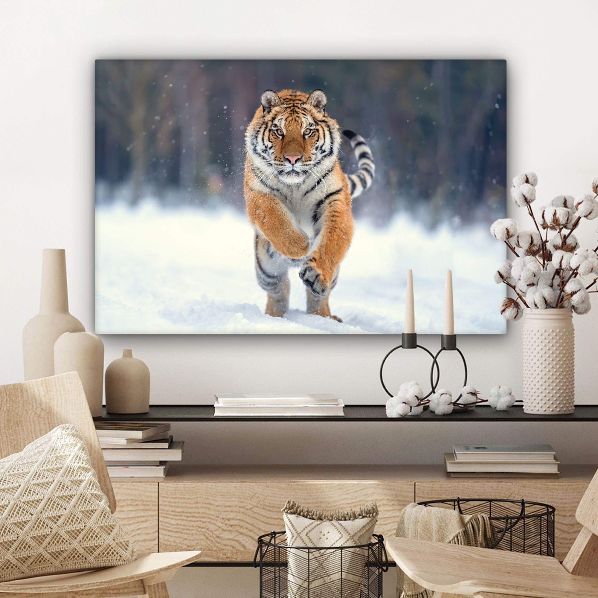 Leinwandbild - Tiger - Landschaft - Schnee - Tiere-3
