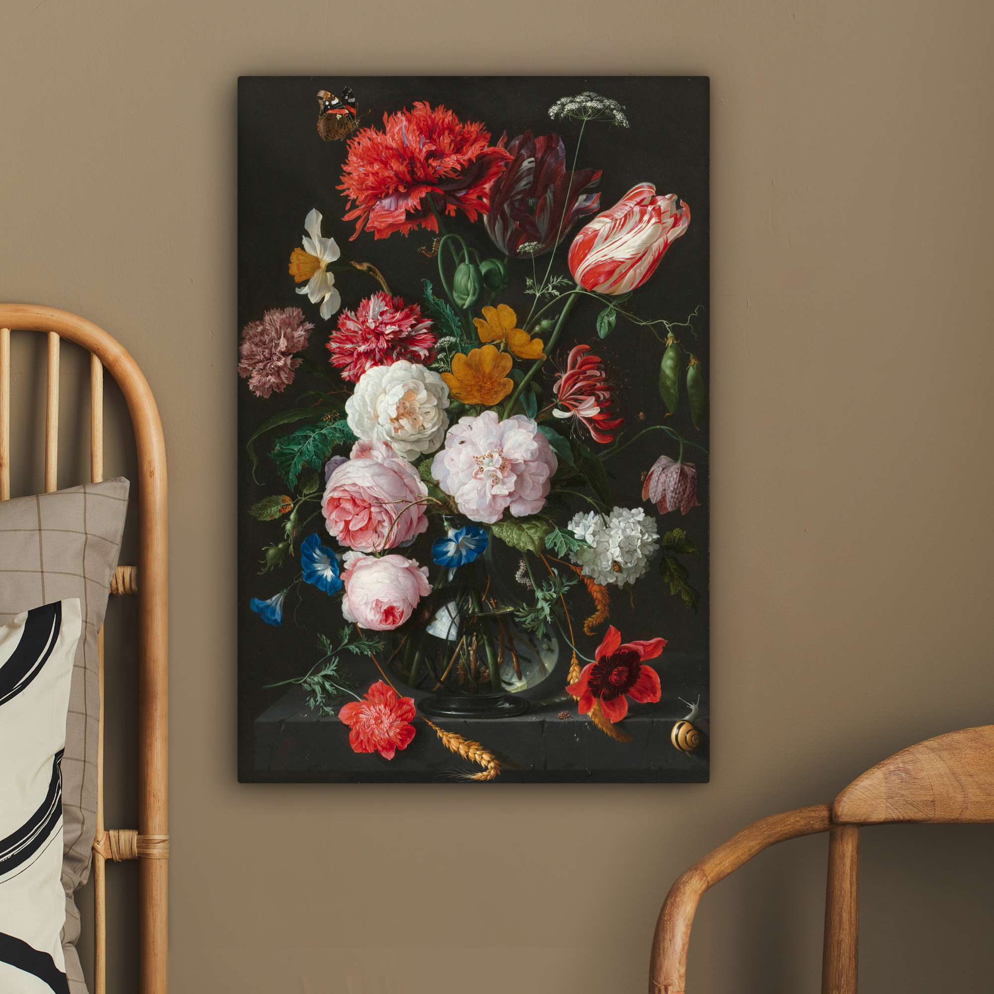 Leinwandbild - Stillleben mit Blumen in einer Glasvase - Gemälde von Jan Davidsz. de Heem-2