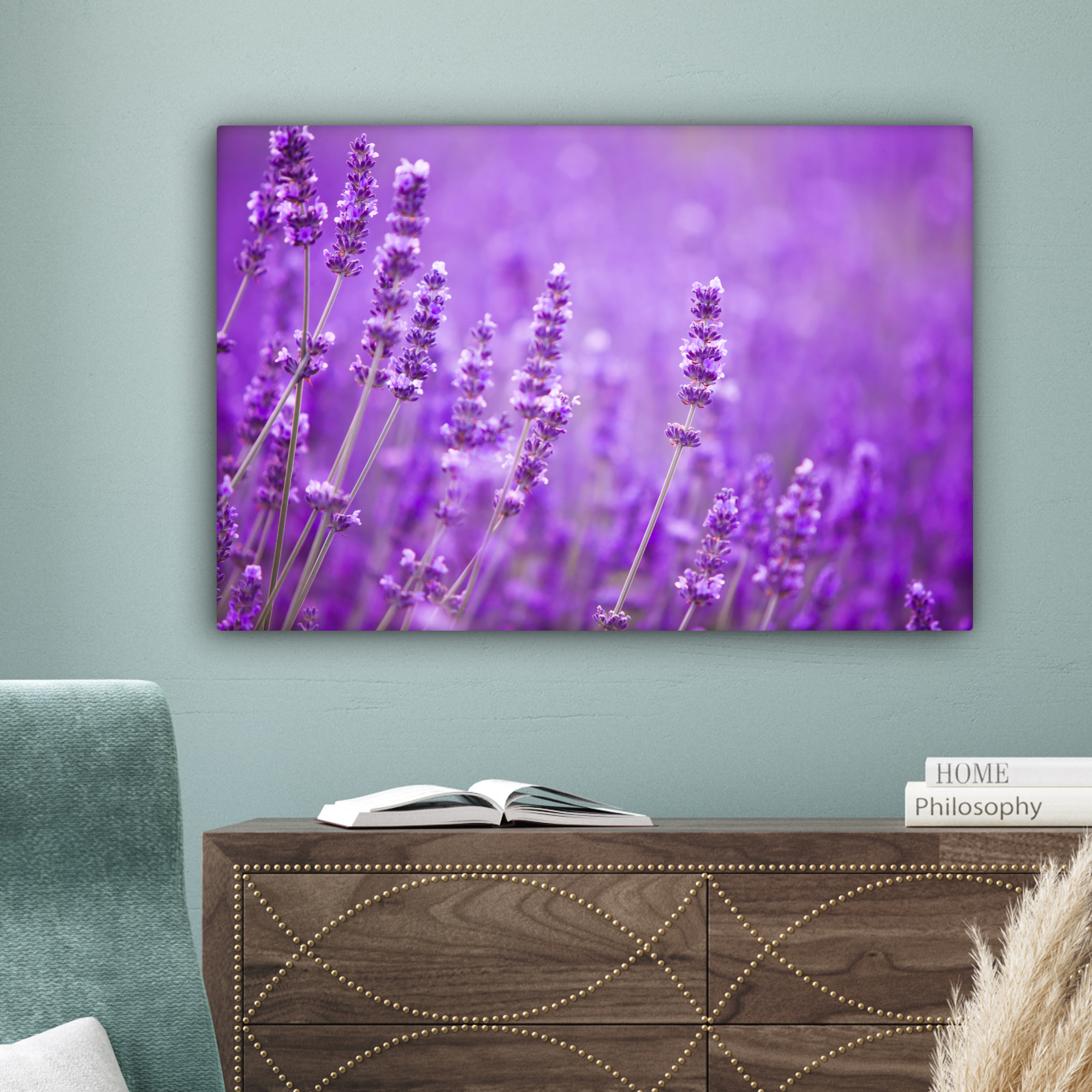 Leinwandbild - Lavendel - Nahaufnahme - Blumen - Lila-4
