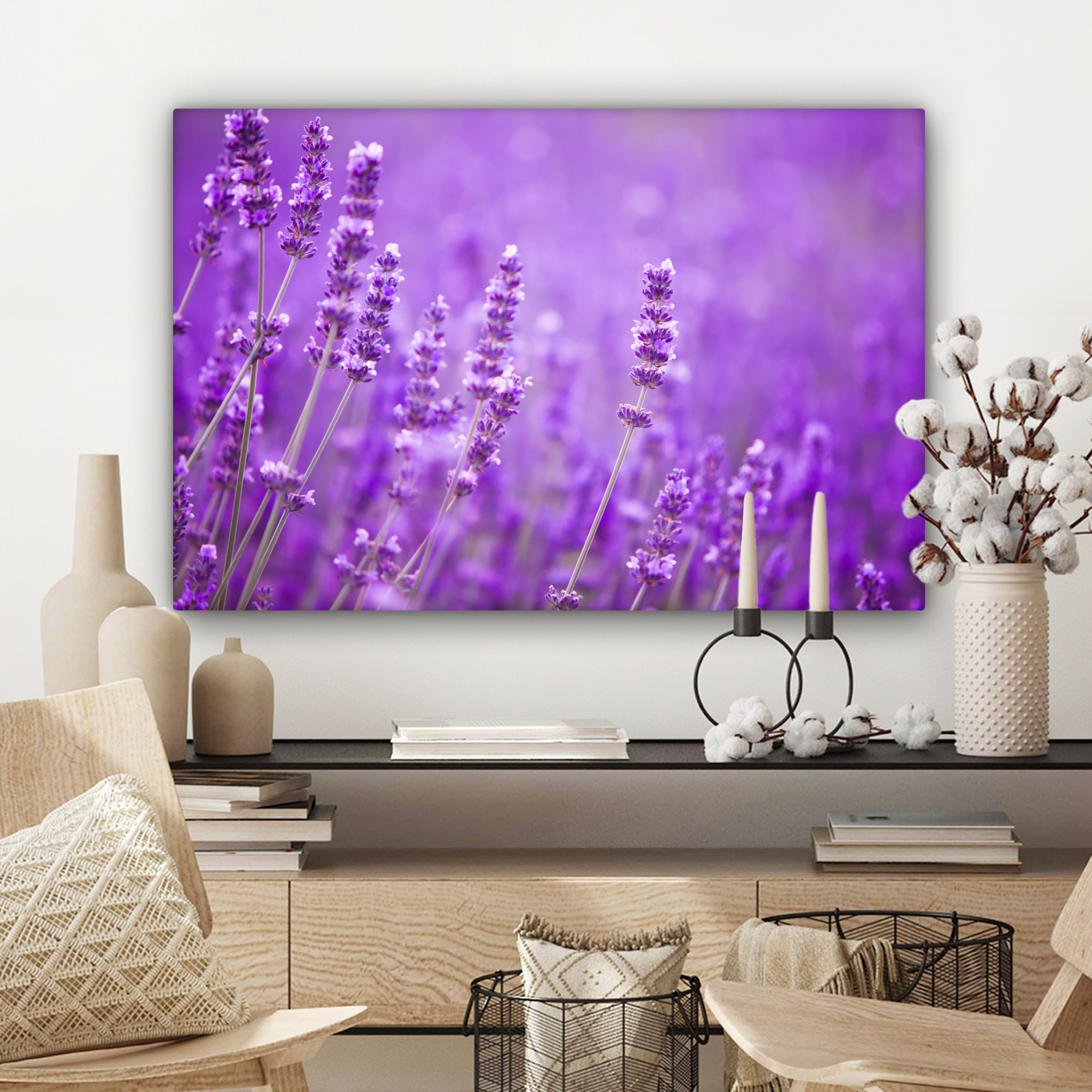 Canvas schilderij - Lavendel - Close-up - Bloemen - Paars-3