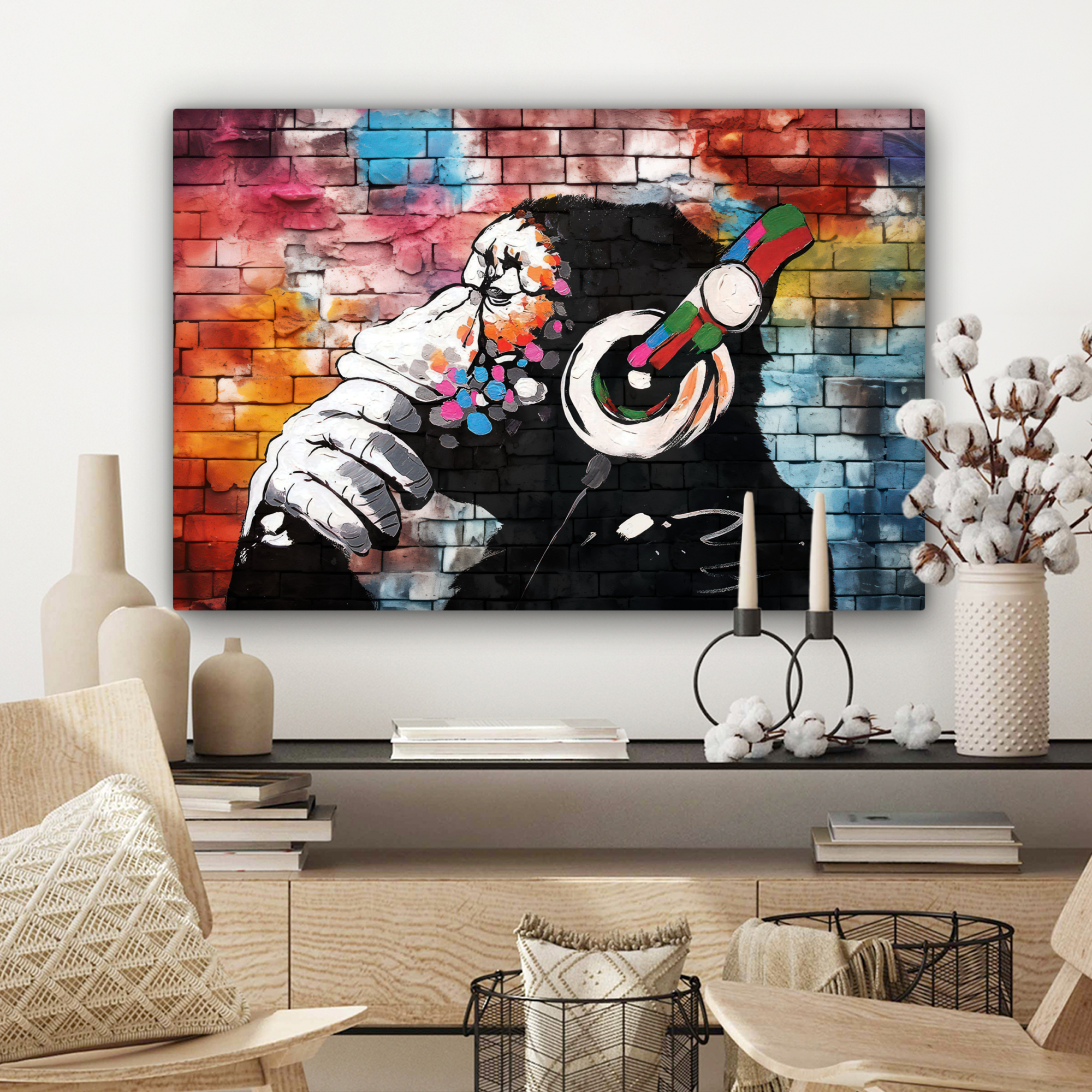 Tableau sur toile - Singe - Graffiti - Musique-3