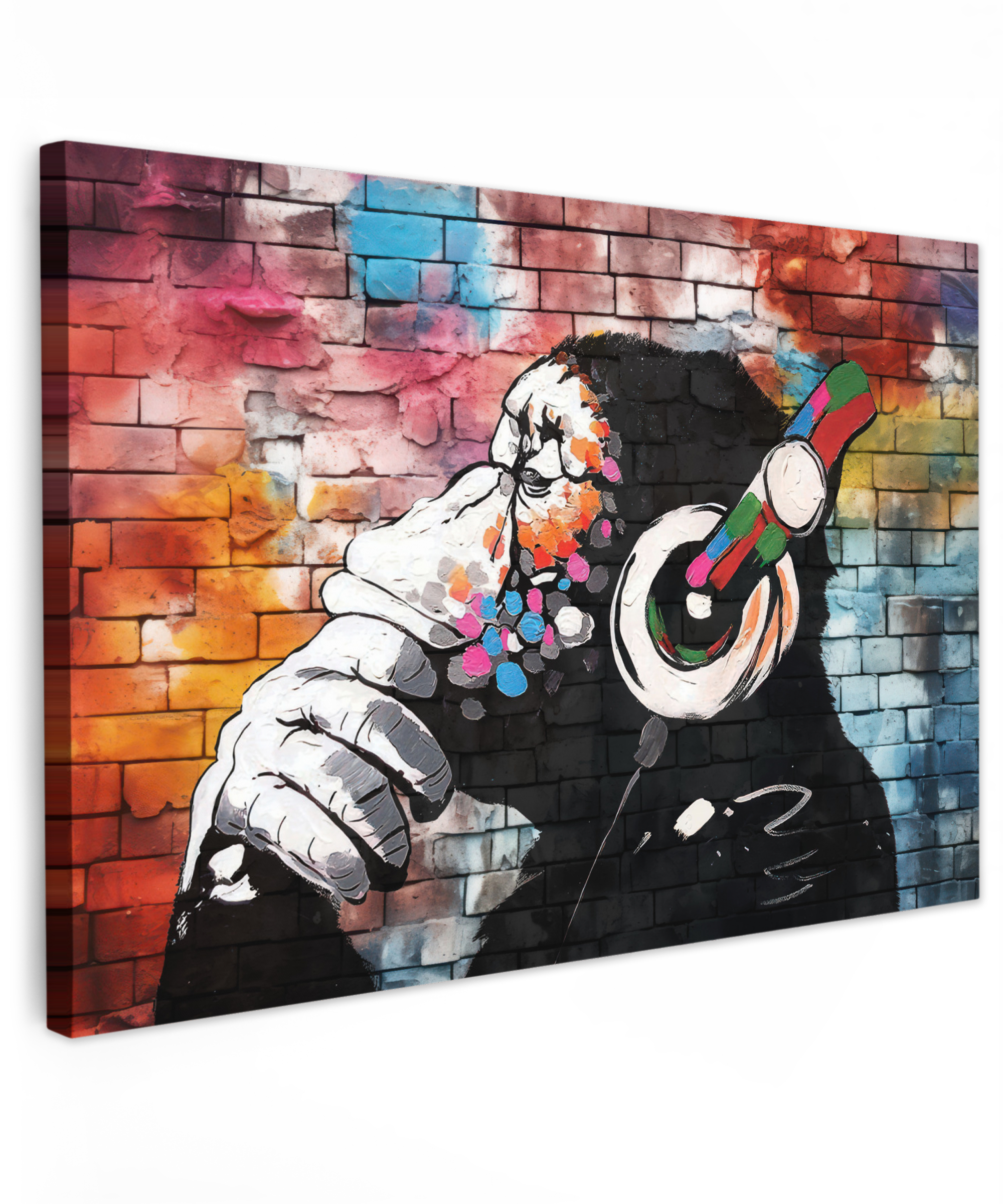 Canvas schilderij - Aap - Graffiti - Muziek