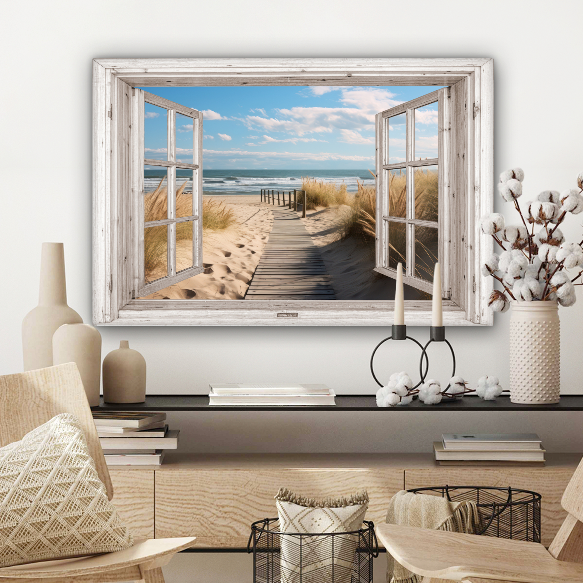 Leinwandbild - Fenster - Meer - Küste - Natur - Durchblick - Strand - Wattenmeer-3