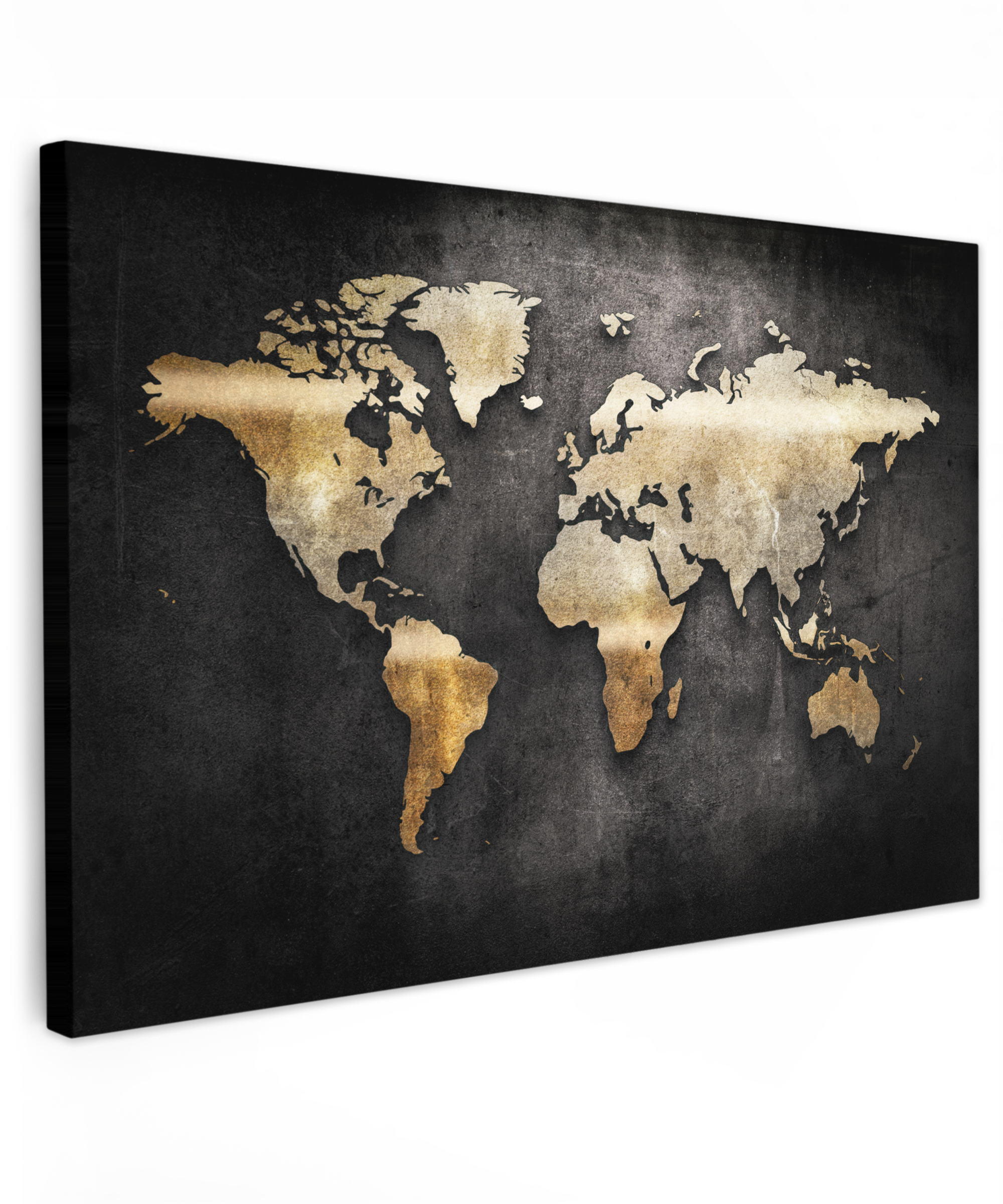 Canvas schilderij - Wereldkaart - Goud - Aarde
