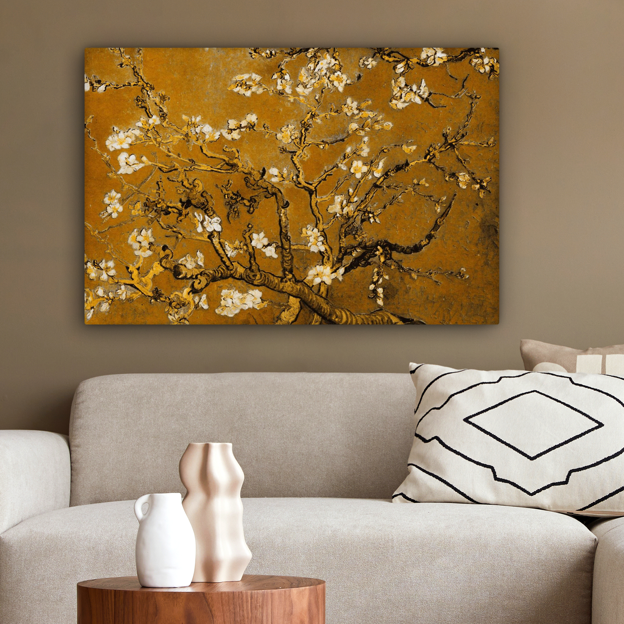 Leinwandbild - Mandelblüte - Kunst - Van Gogh - Gold-2