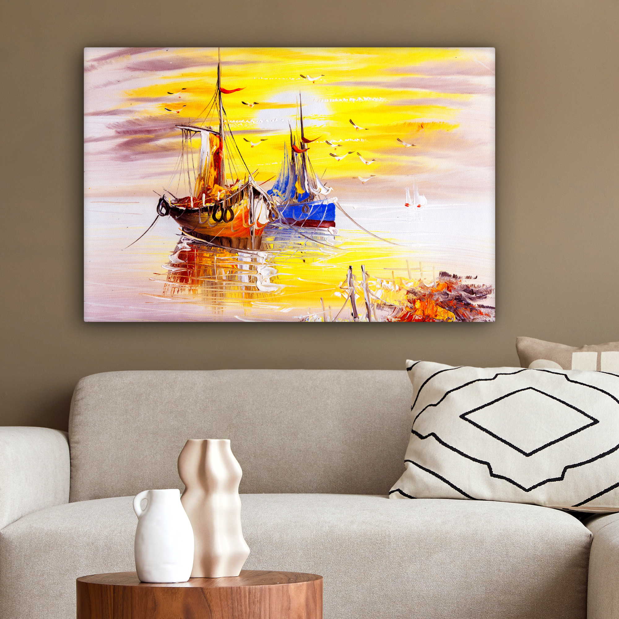 Leinwandbild - Gemälde - Boot - Wasser - Ölfarbe-2