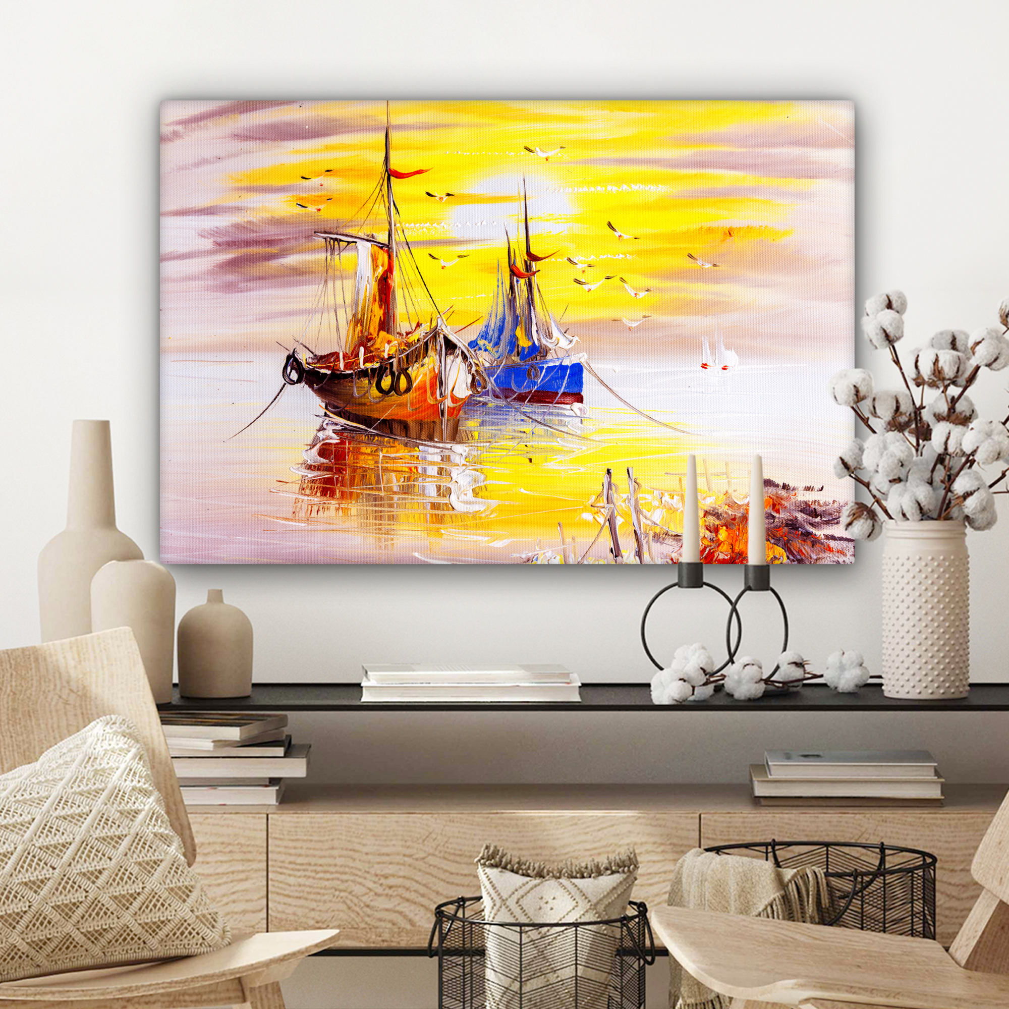 Leinwandbild - Gemälde - Boot - Wasser - Ölfarbe-3