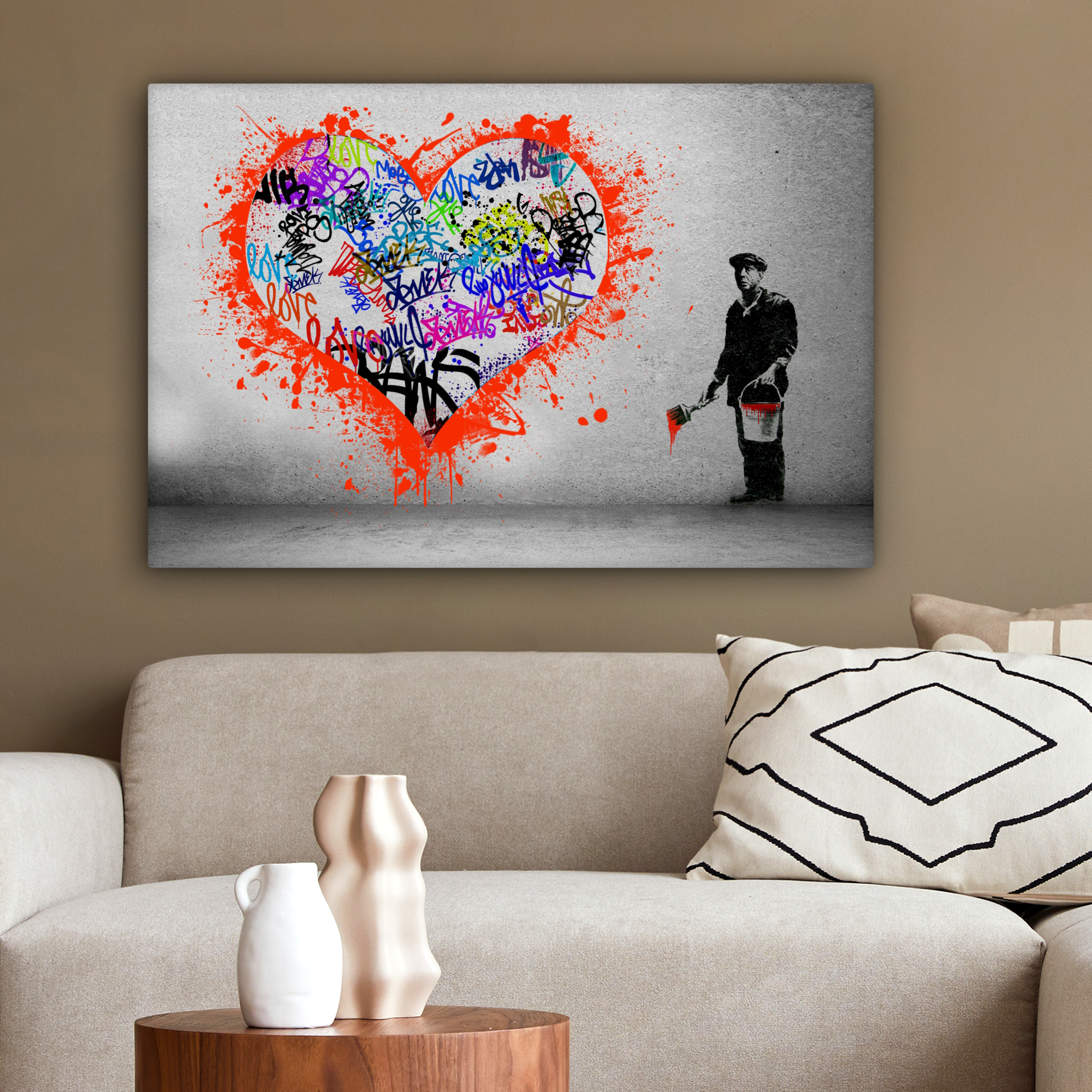 Canvas schilderij - Hart - Graffiti - Man - Regenboog-2