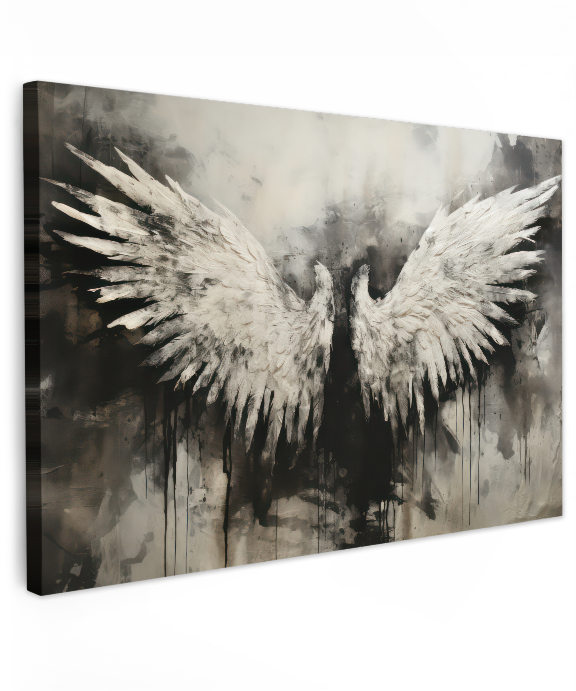 Canvas schilderij - Engel - Vleugels - Zwart - Wit