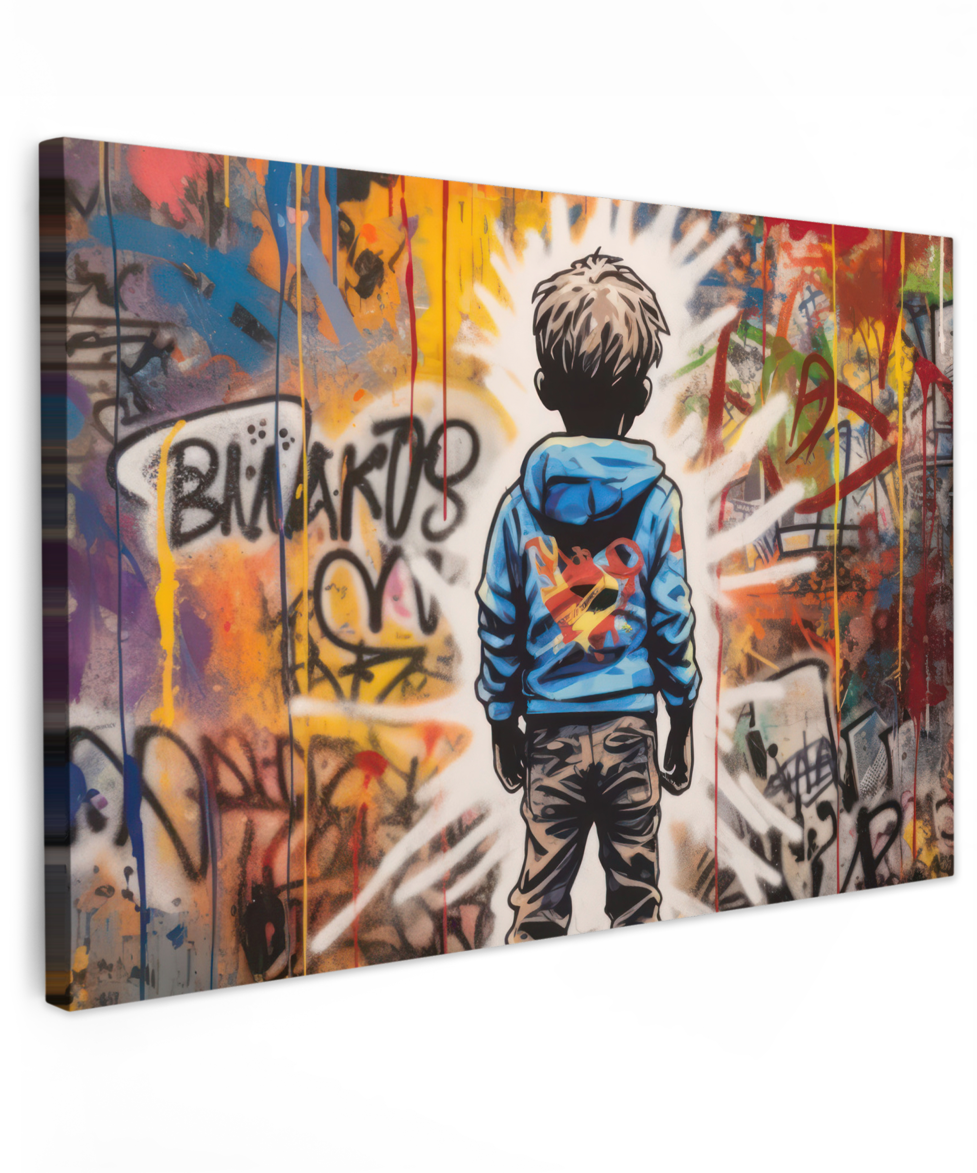 Canvas schilderij - Graffiti - Jongen - Kleuren - Kunst - Street Art