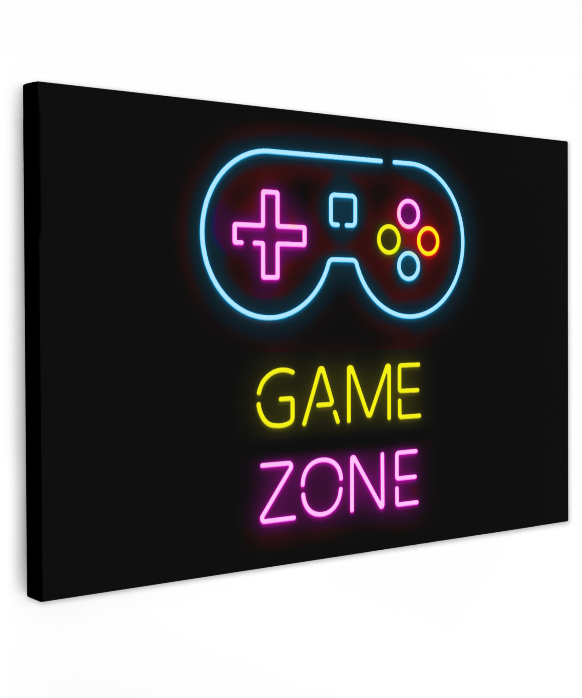 Canvas schilderij - Controller - Game - Neon - Zwart - Quotes - Game zone