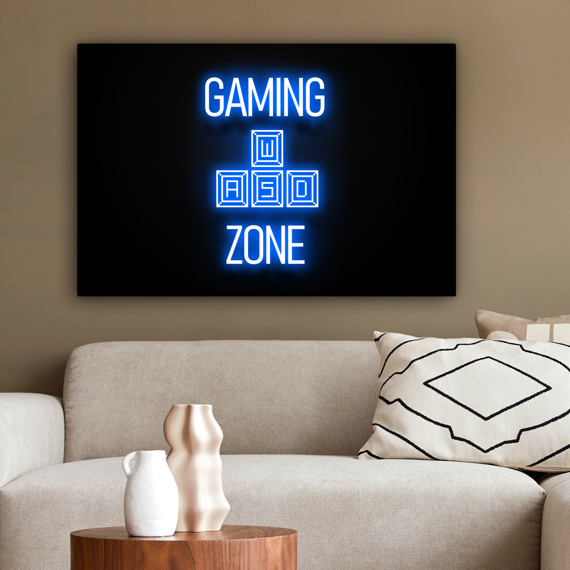Canvas schilderij - Gaming - Tekst - Gaming zone - Neon - Blauw-2