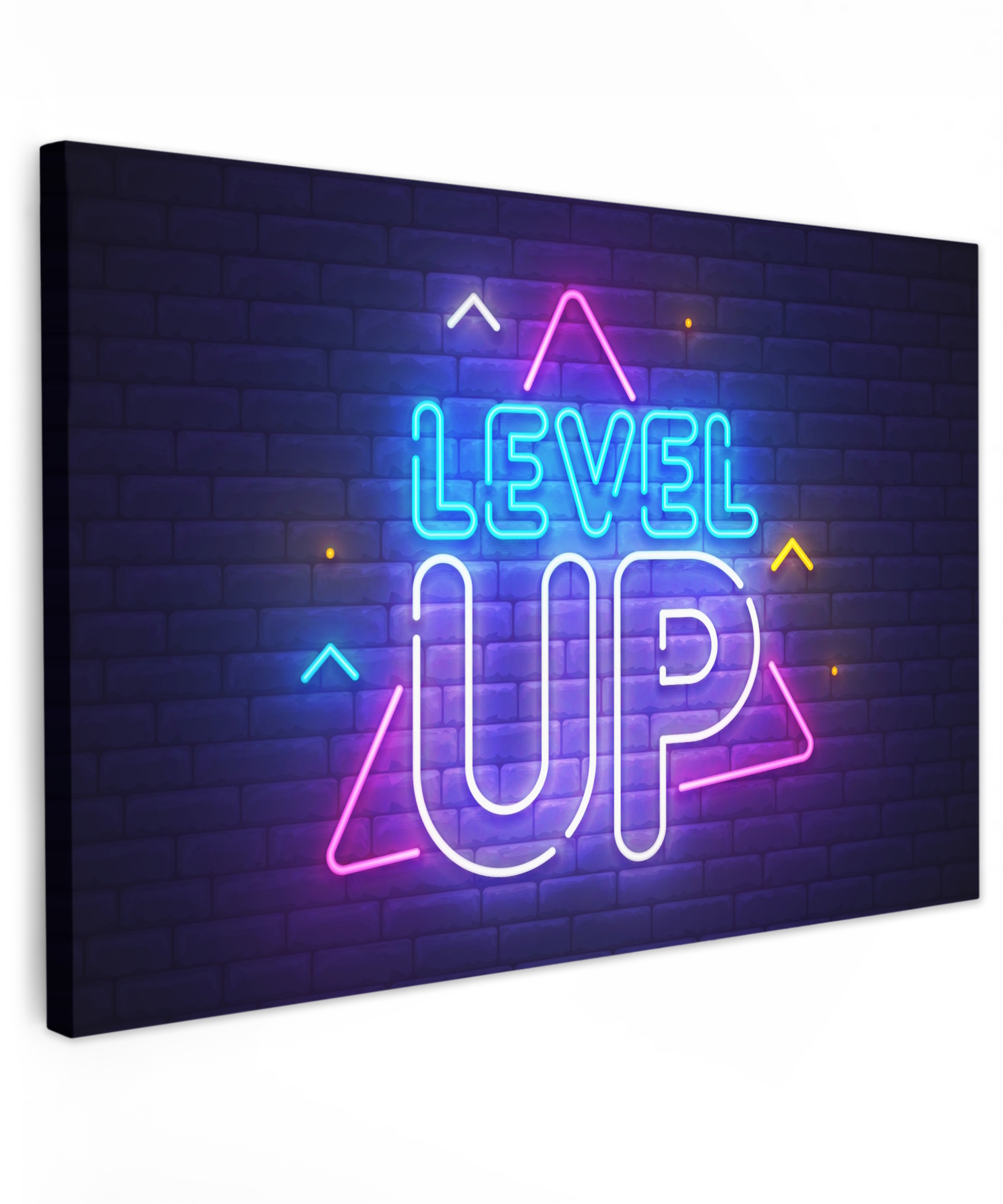 Leinwandbild - Gaming - Neon - Level Up - Zitate - Spielen