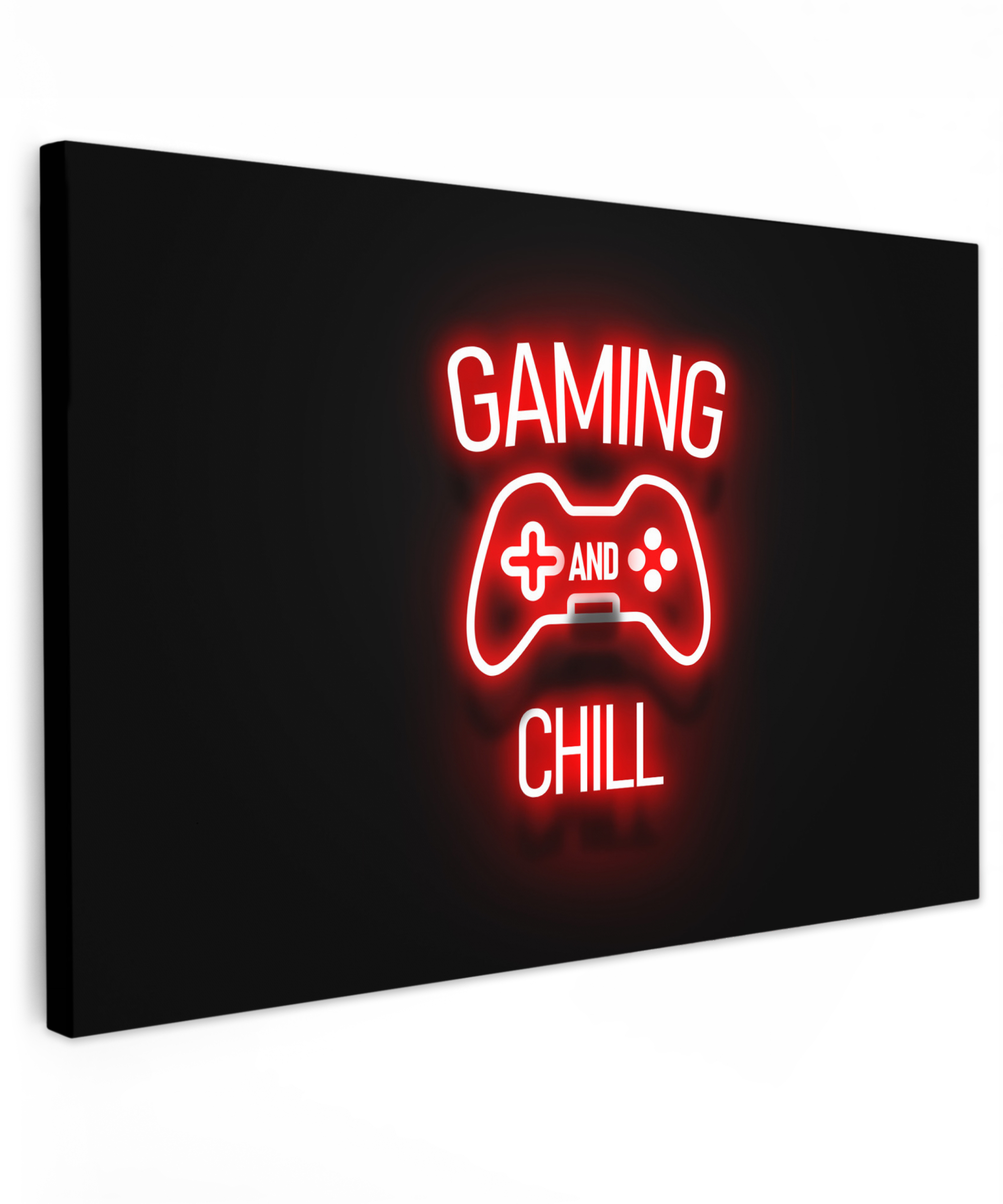 Canvas schilderij - Gaming - Quotes - Gaming and chill - Neon - Rood