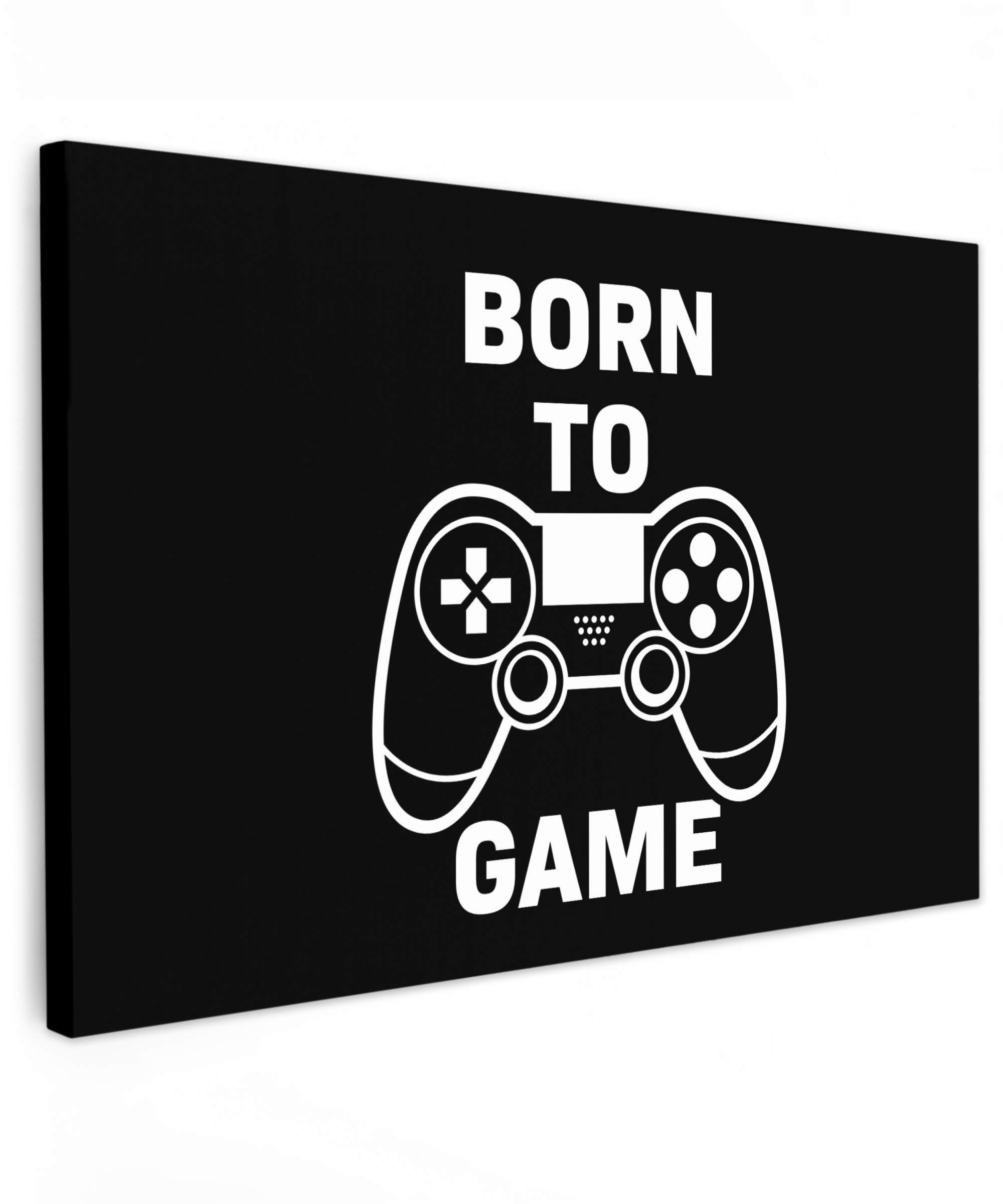 Leinwandbild - Gaming - Zitate - Controller - Zum Spielen geboren - Schwarz - Weiß