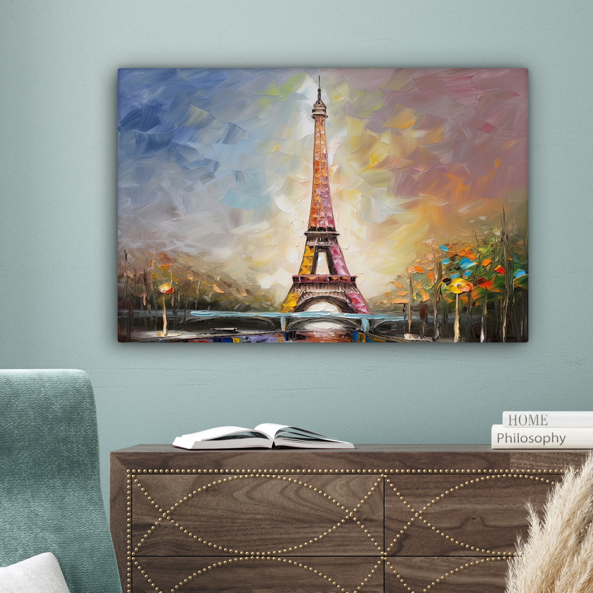 Canvas schilderij - Eiffeltoren - Schilderij - Olieverf - Parijs-4