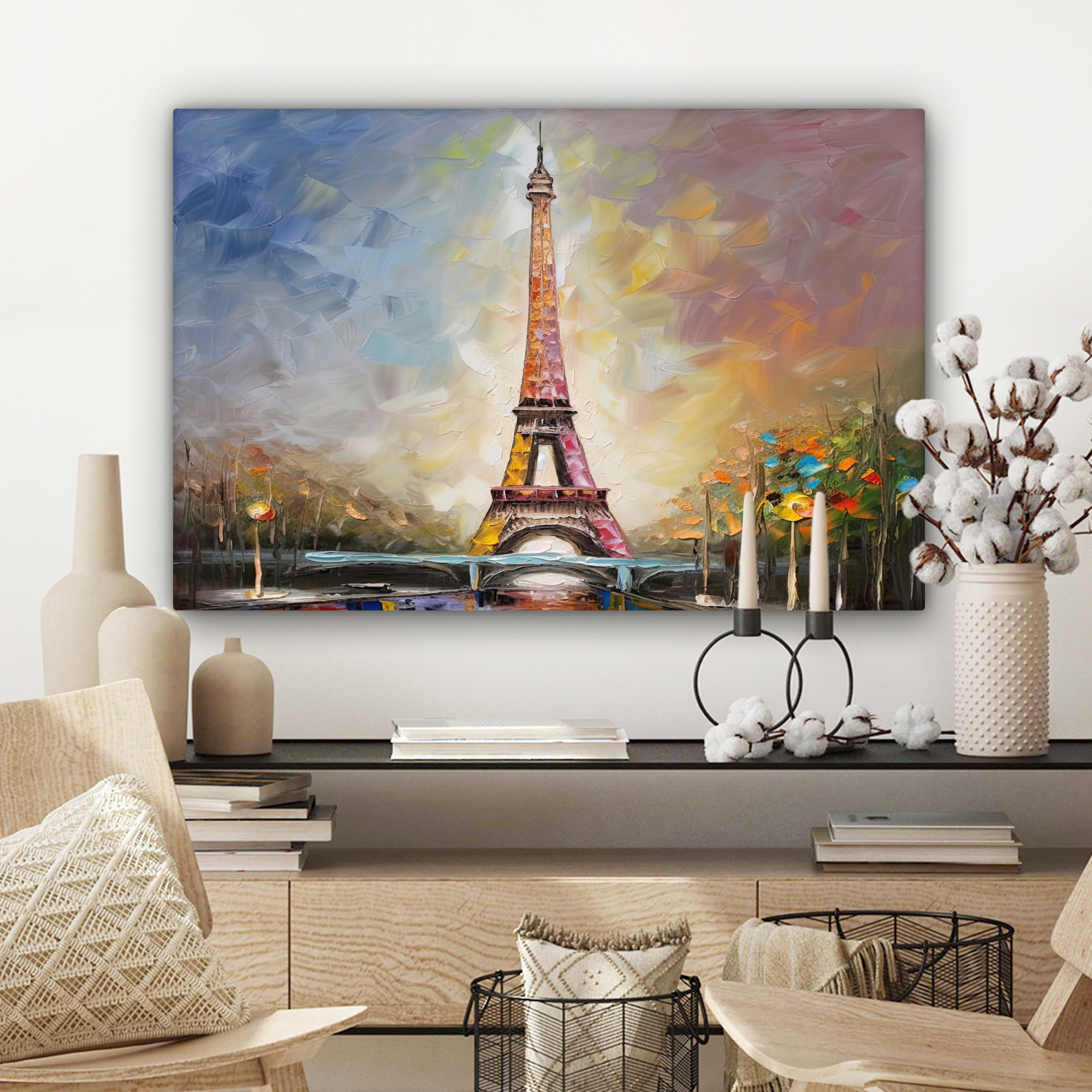 Canvas schilderij - Eiffeltoren - Schilderij - Olieverf - Parijs-3