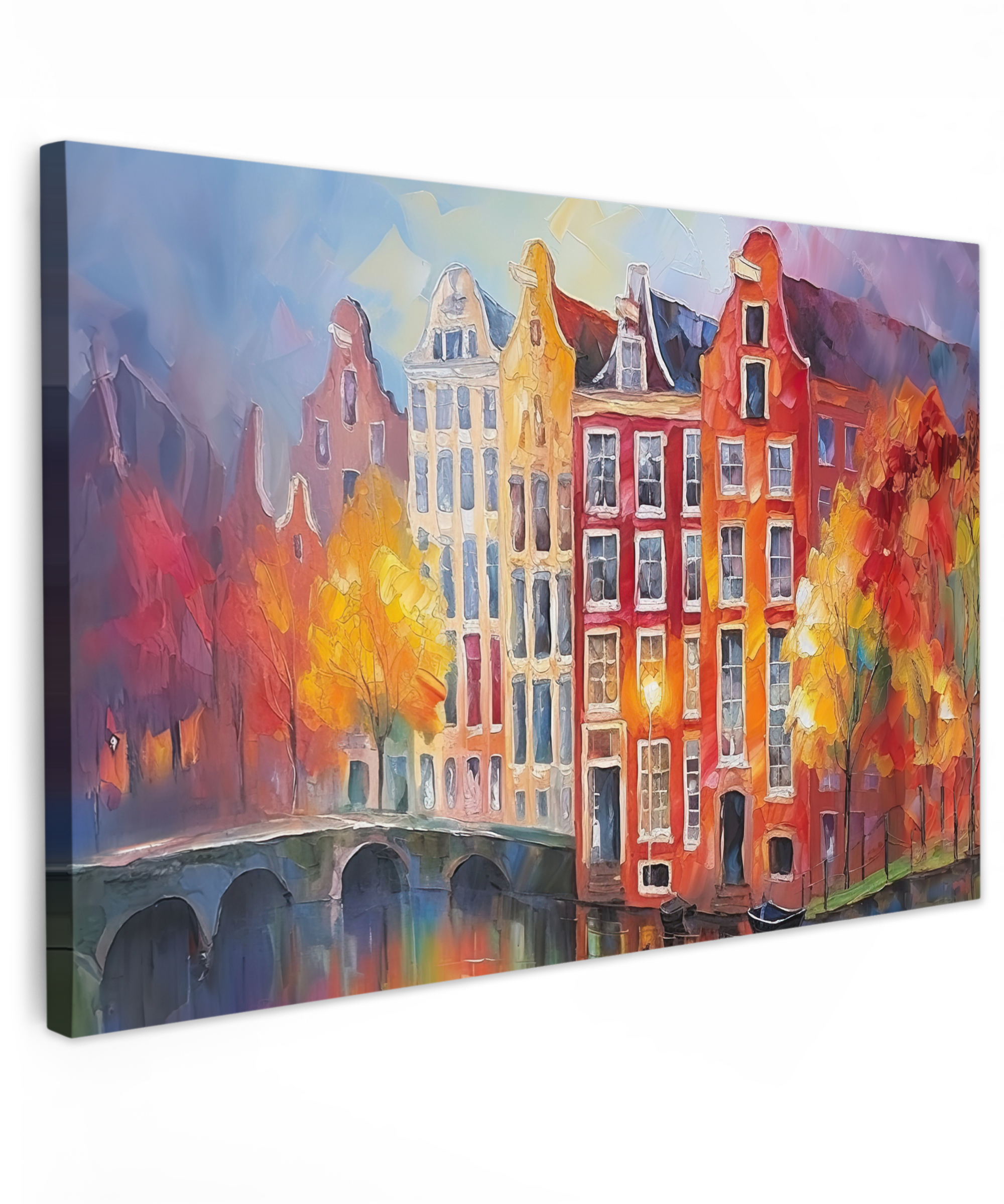 Leinwandbild - Grachtenhäuser - Kunst - Gemälde - Amsterdam