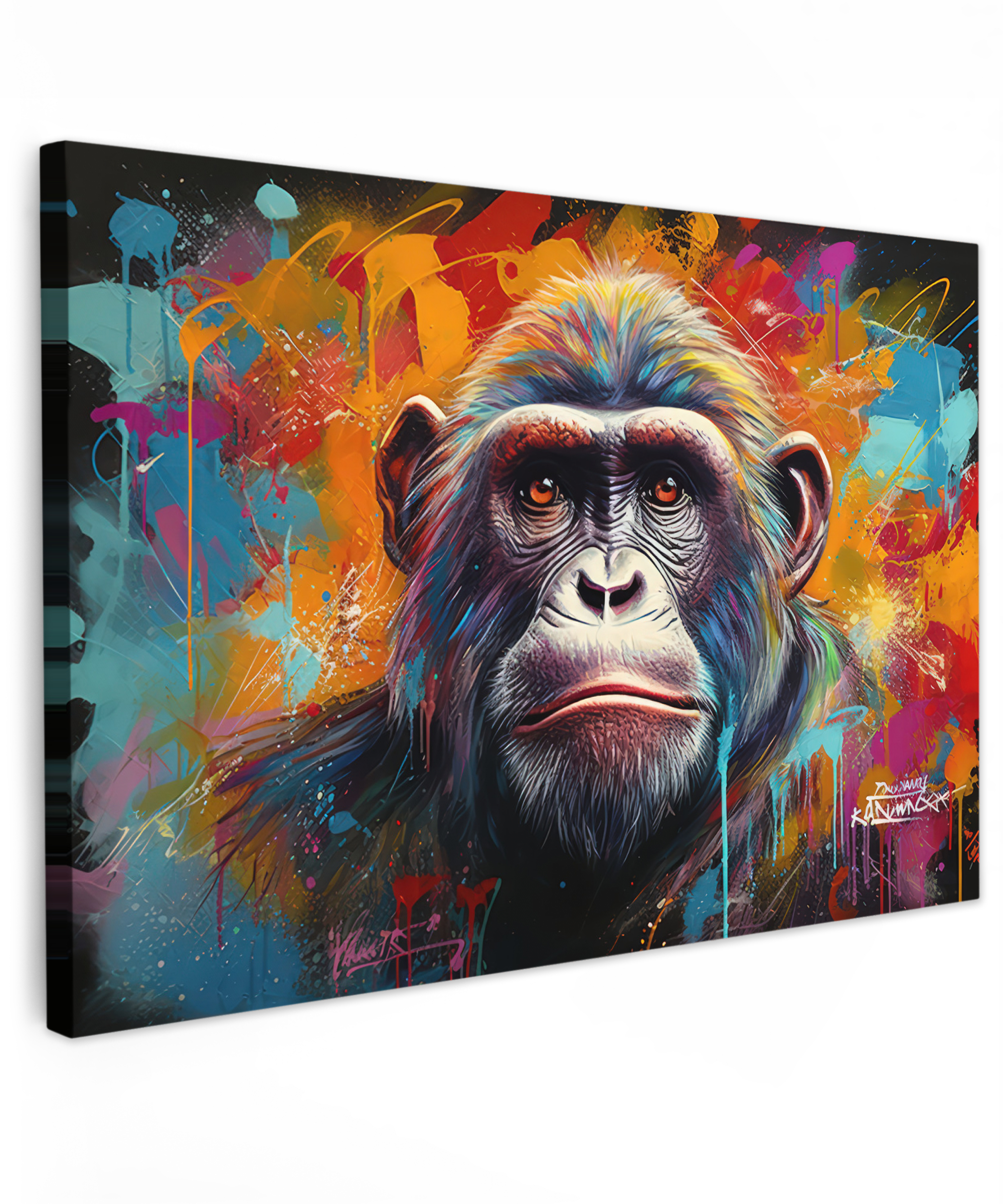 Leinwandbild - Affe - Gorilla - Graffiti - Tiere - Farben