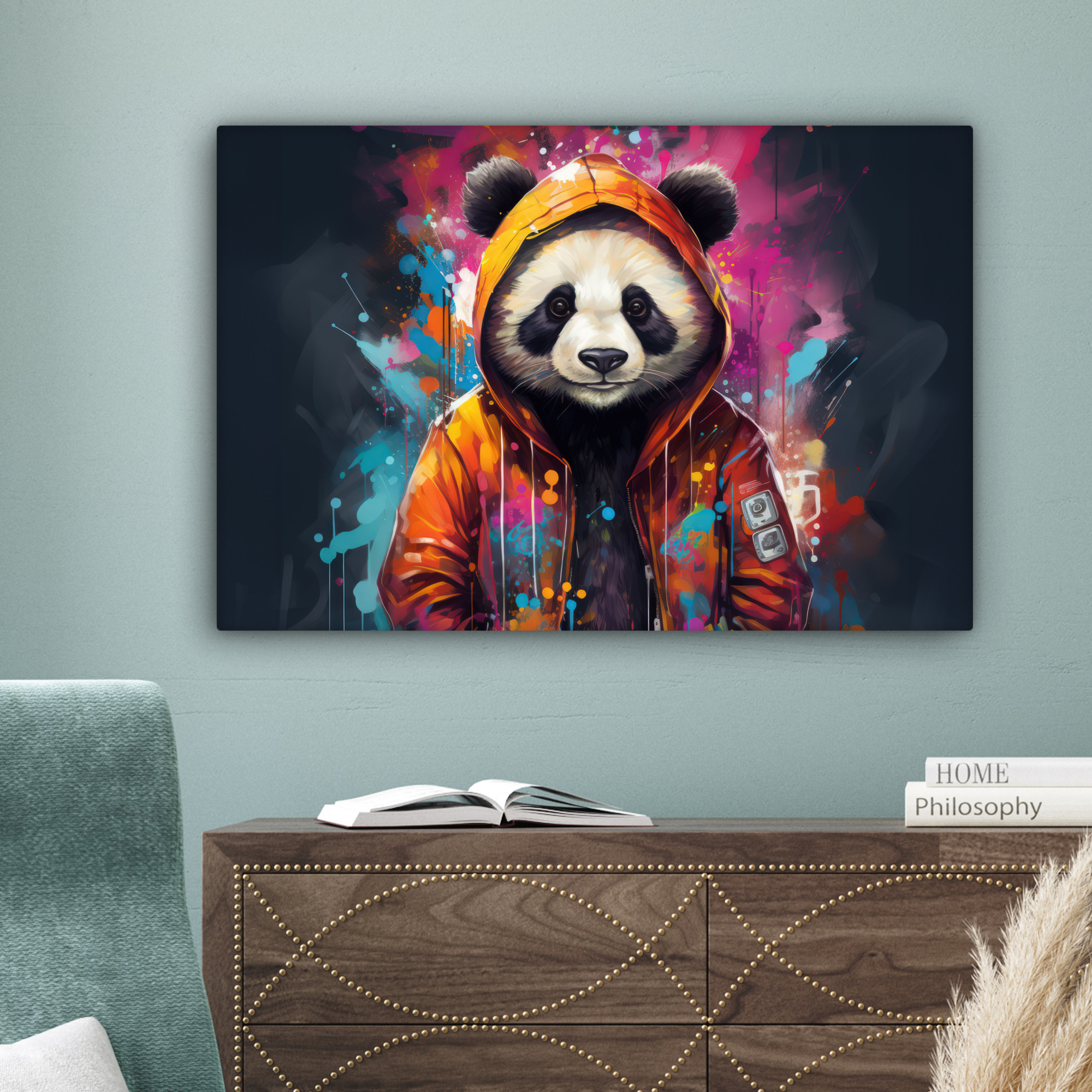 Canvas schilderij - Panda - Jas - Graffiti - Oranje-4