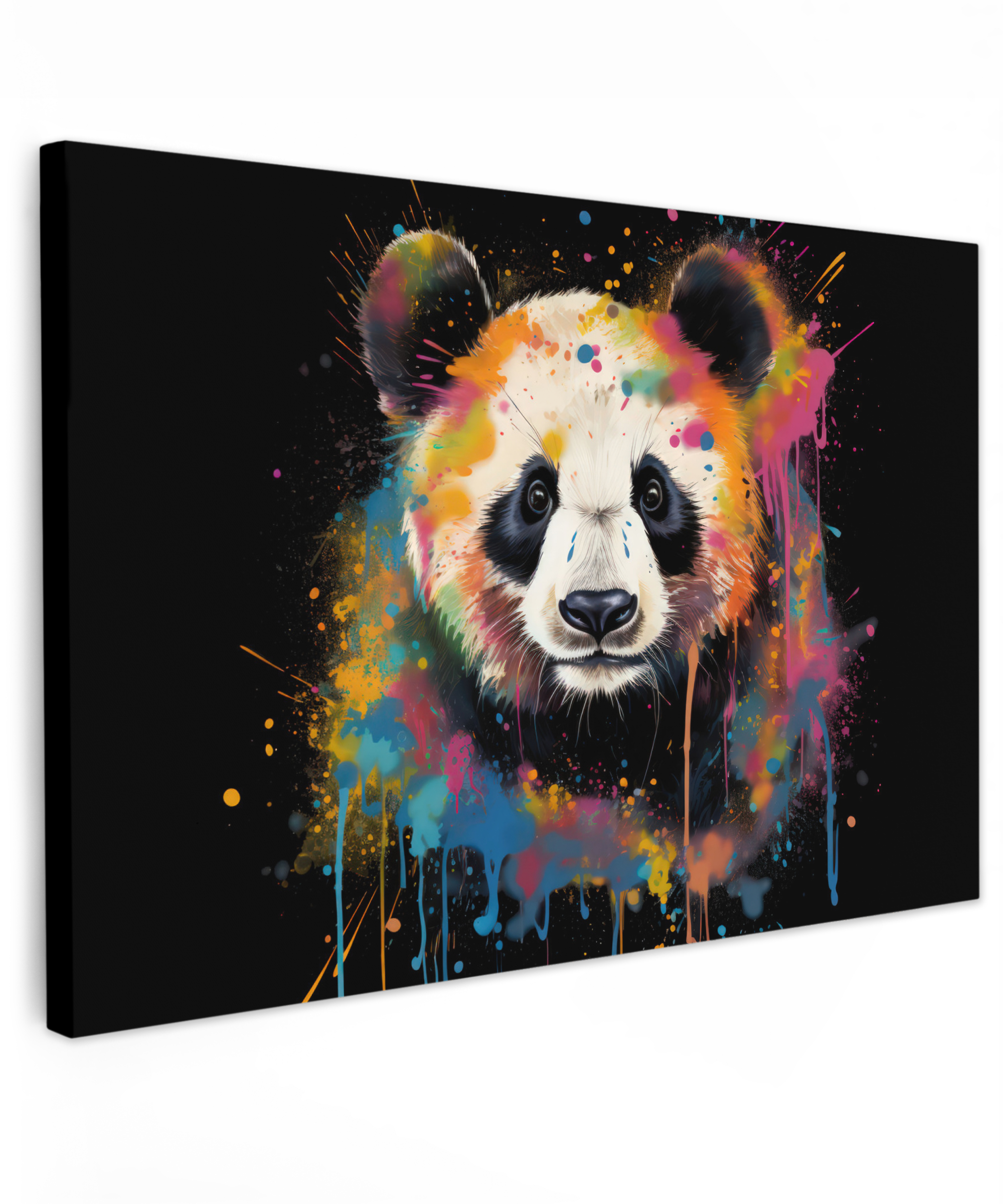 Canvas schilderij - Panda - Graffiti - Dieren - Zwart - Kleuren