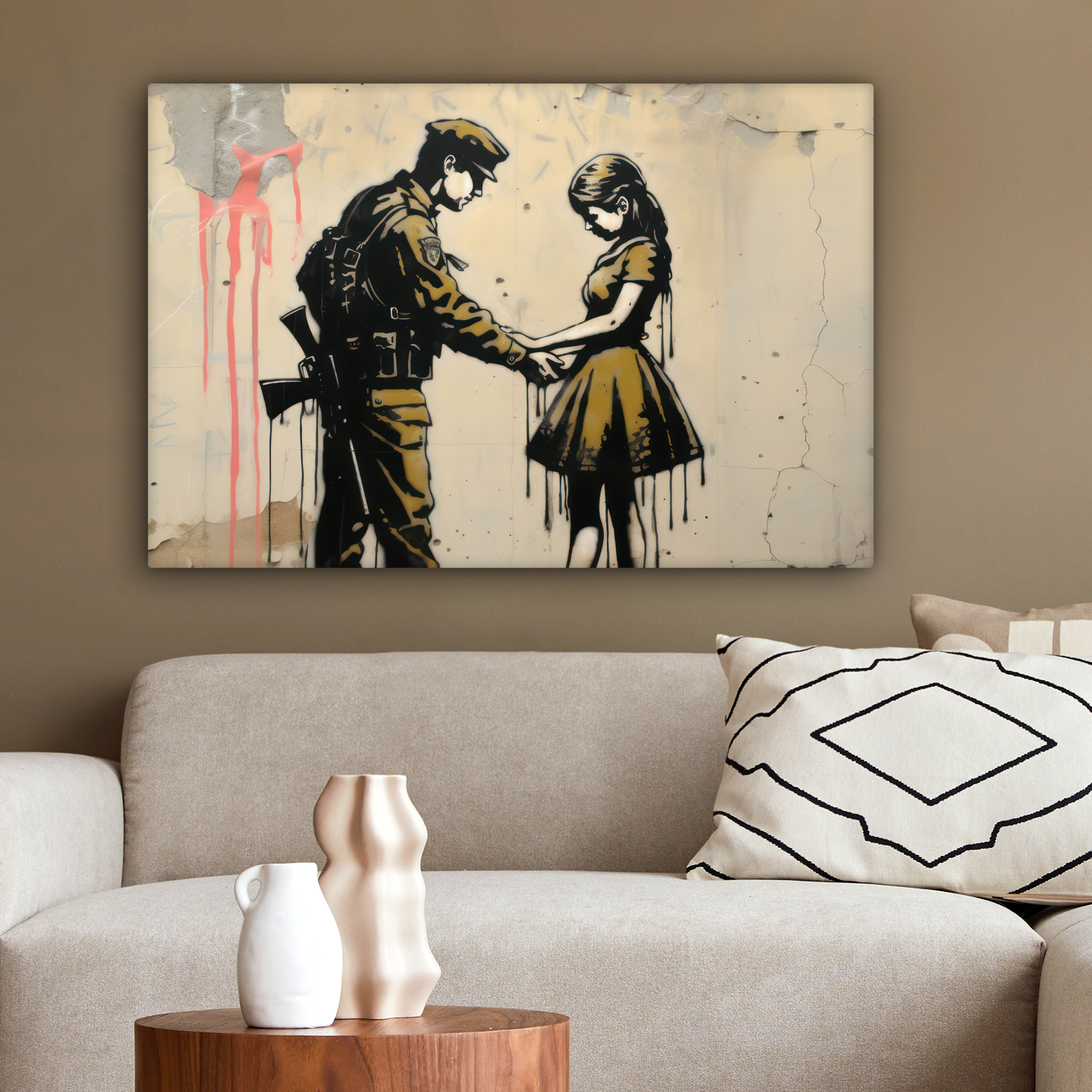 Tableau sur toile - Soldat - Fille - Art de rue-2