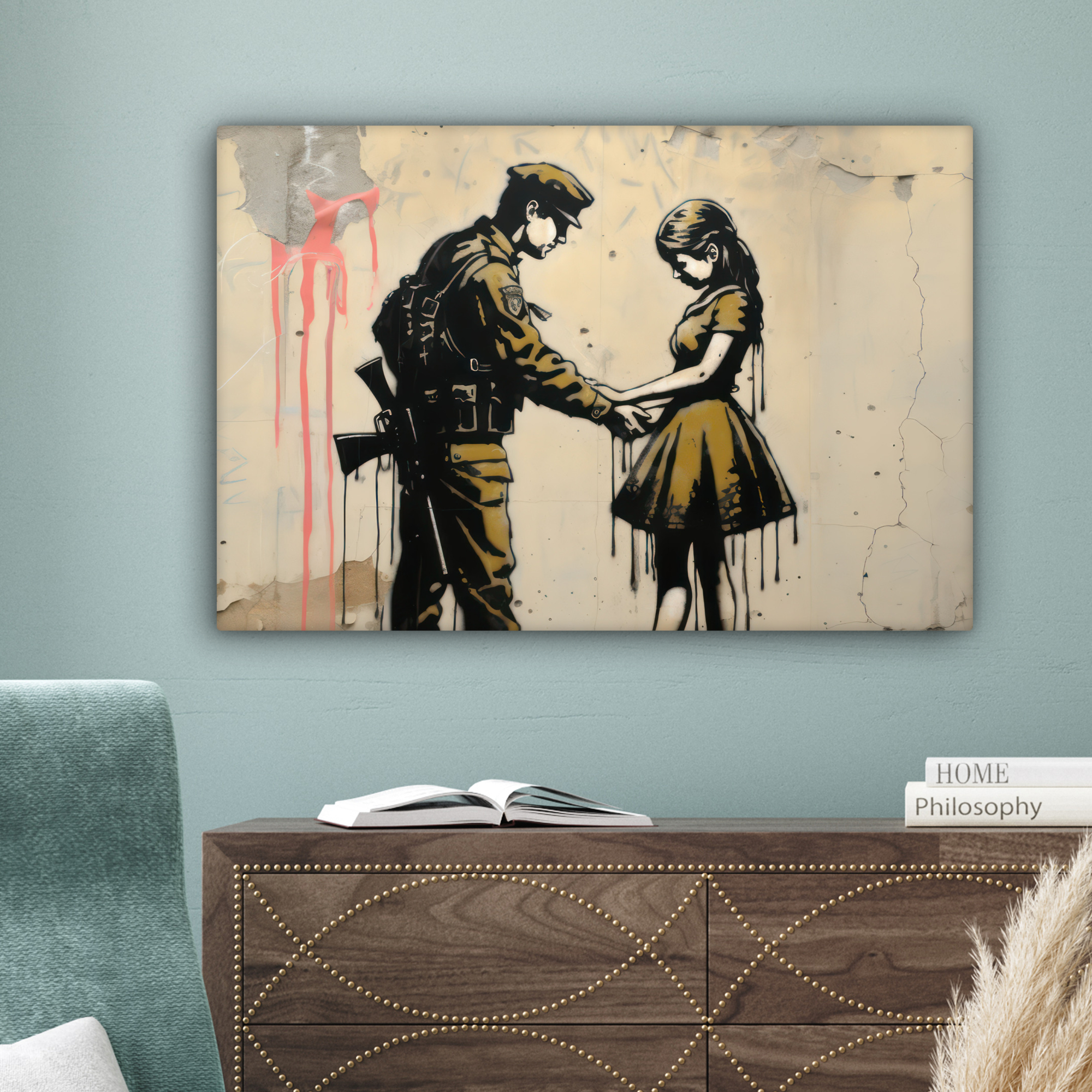 Tableau sur toile - Soldat - Fille - Art de rue-4