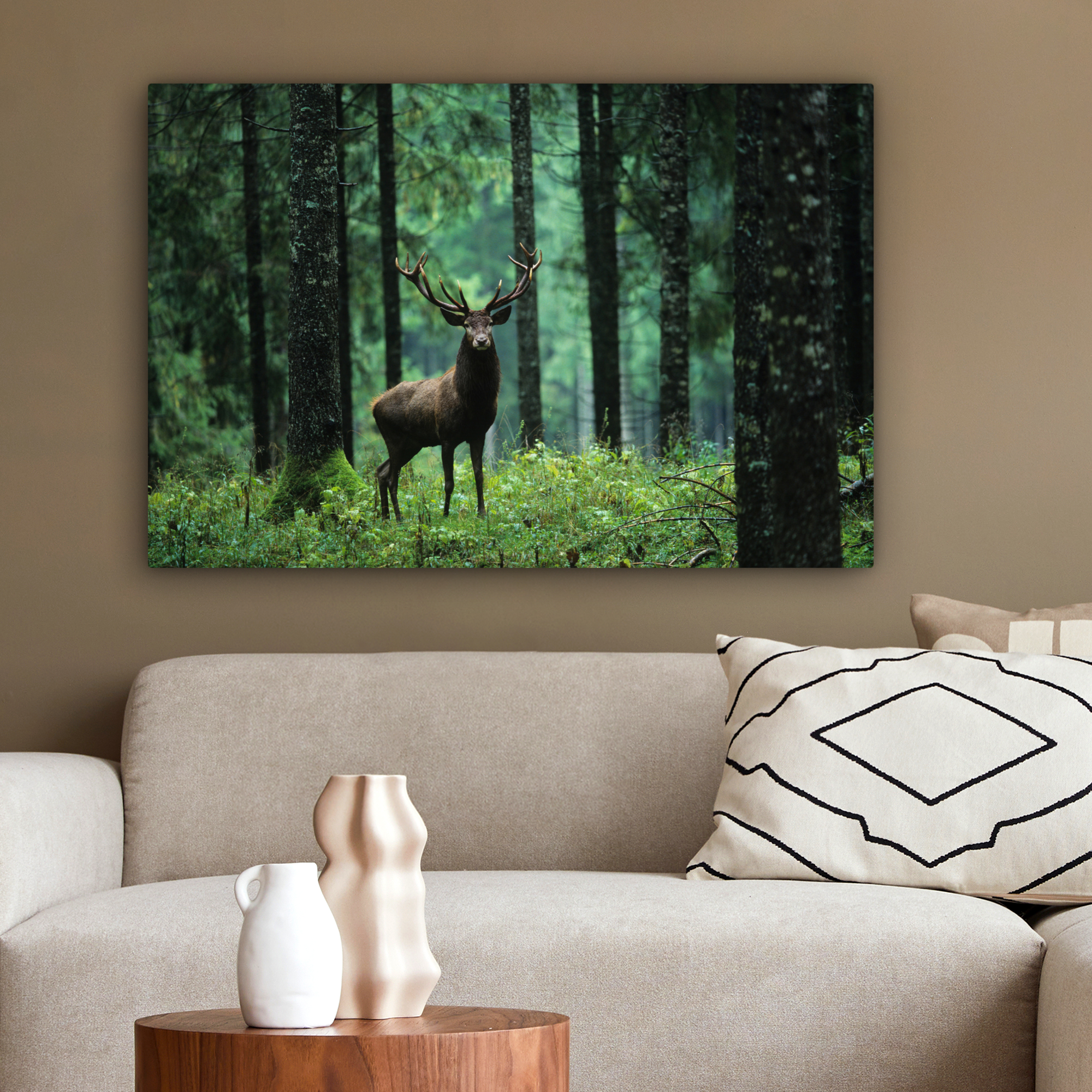 Tableau sur toile - Cerf - Forêt - Arbres - Animaux - Nature-2