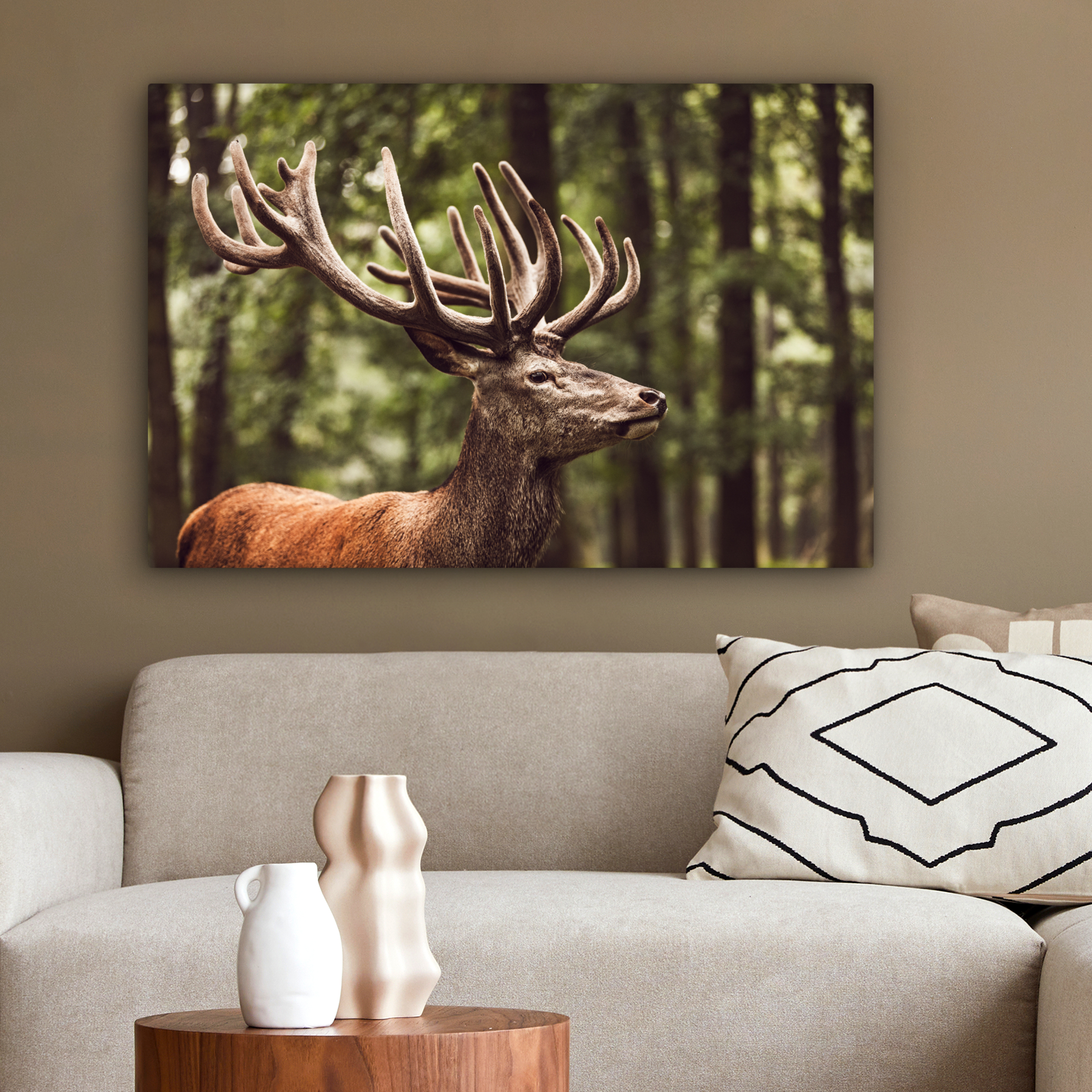 Tableau sur toile - Cerf - Nature - Bois de cerf - Forêt - Animaux-2