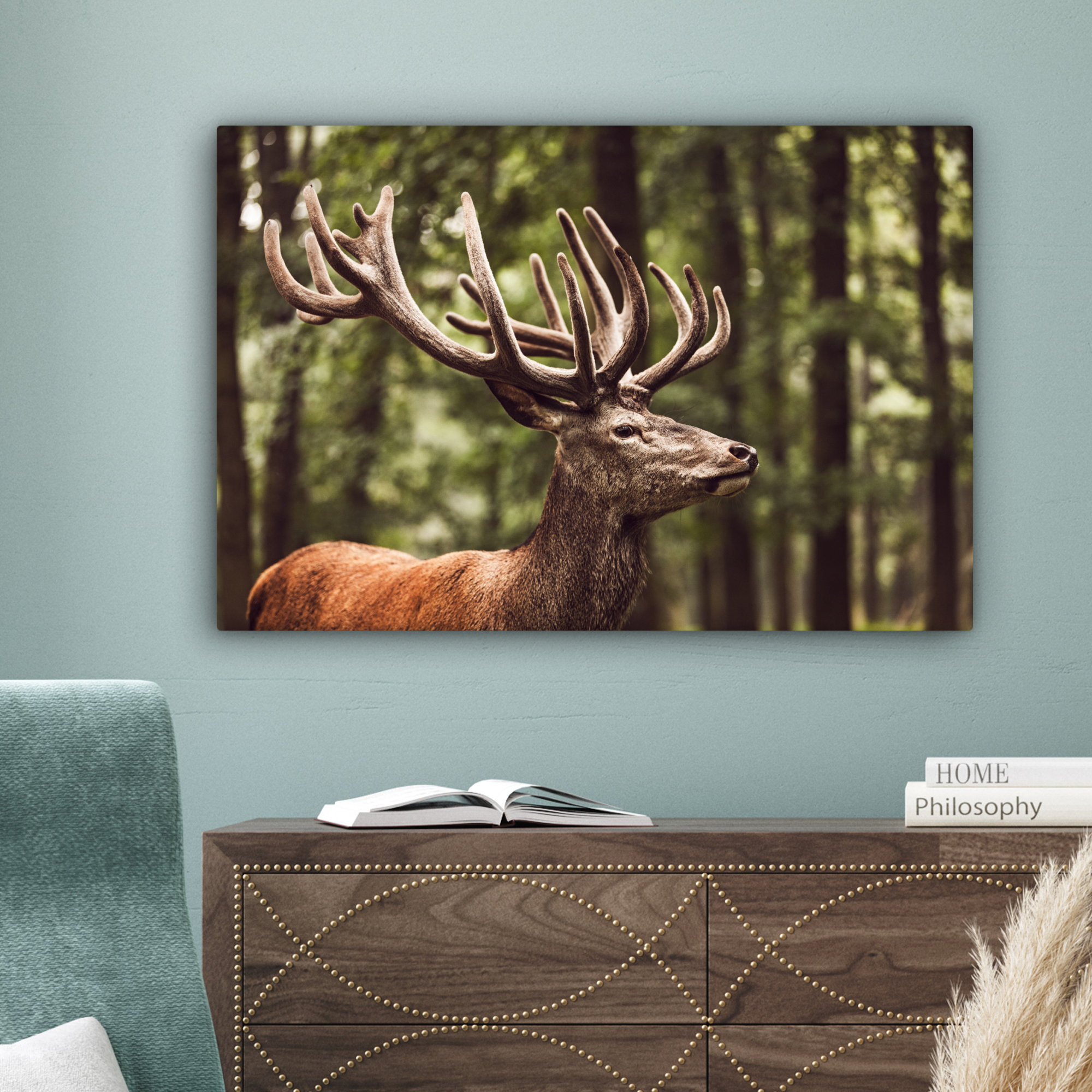 Tableau sur toile - Cerf - Nature - Bois de cerf - Forêt - Animaux-4