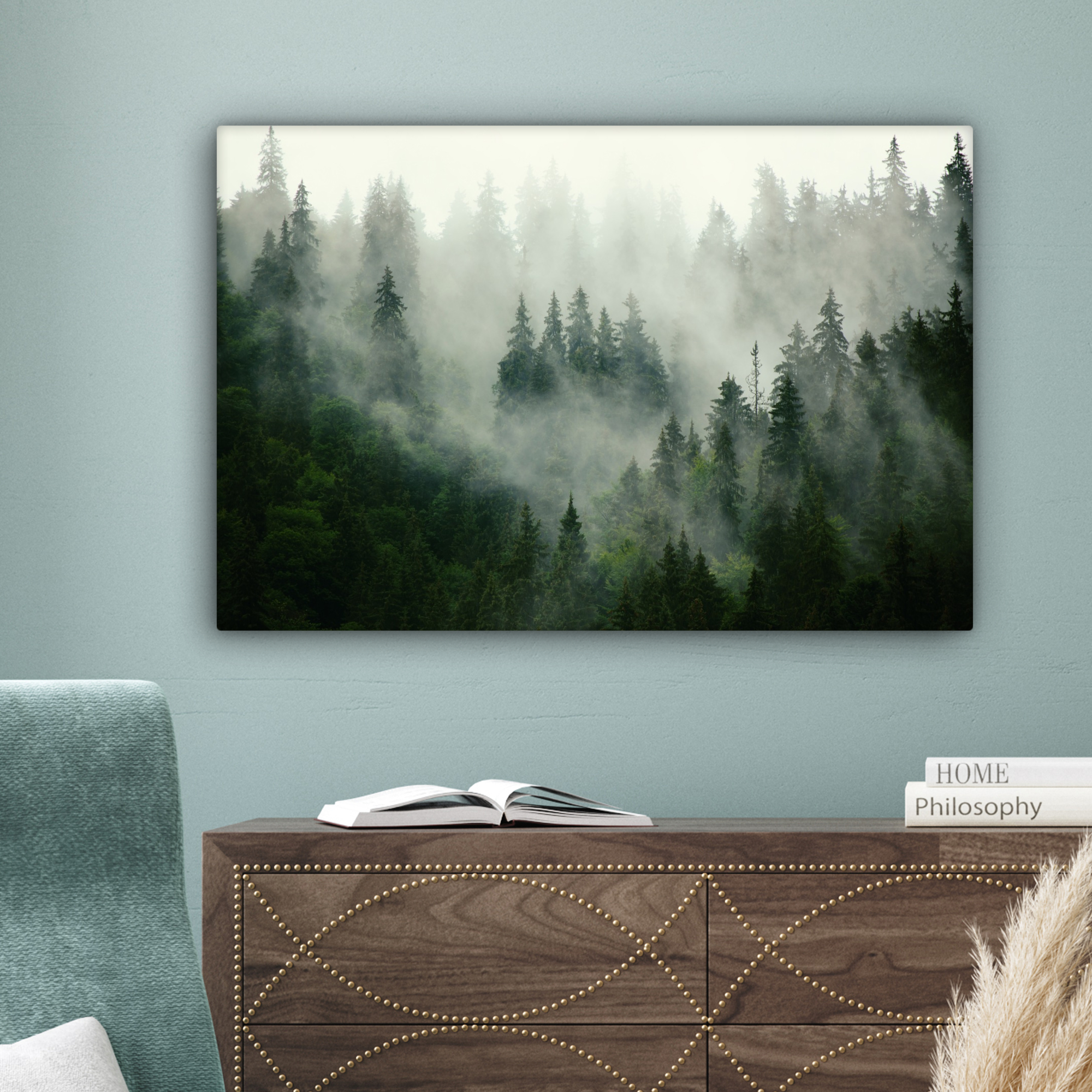 Leinwandbild - Wald - Nebel - Bäume - Natur-4
