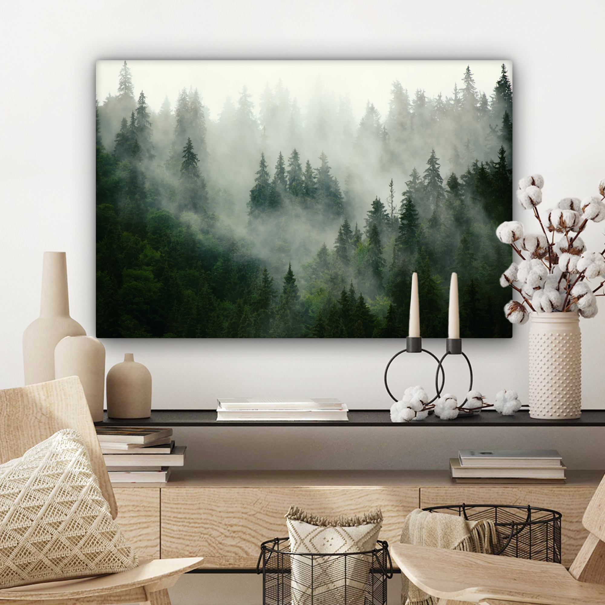 Leinwandbild - Wald - Nebel - Bäume - Natur-3