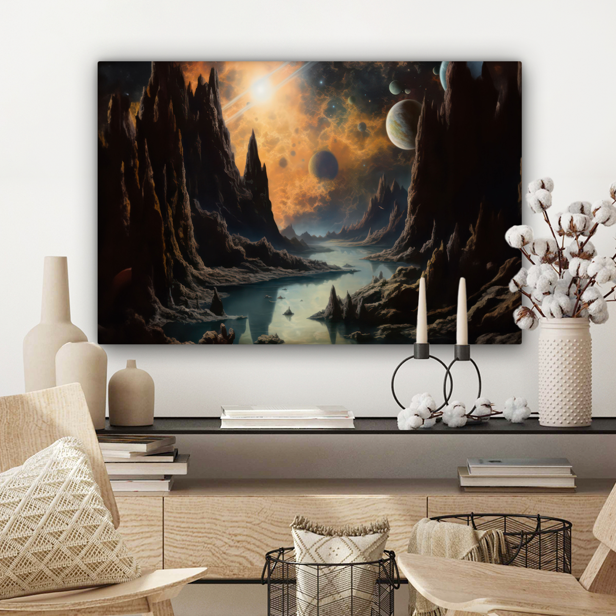 Canvas schilderij - Gebergte - Rafijn - Rivier - Planeten-3