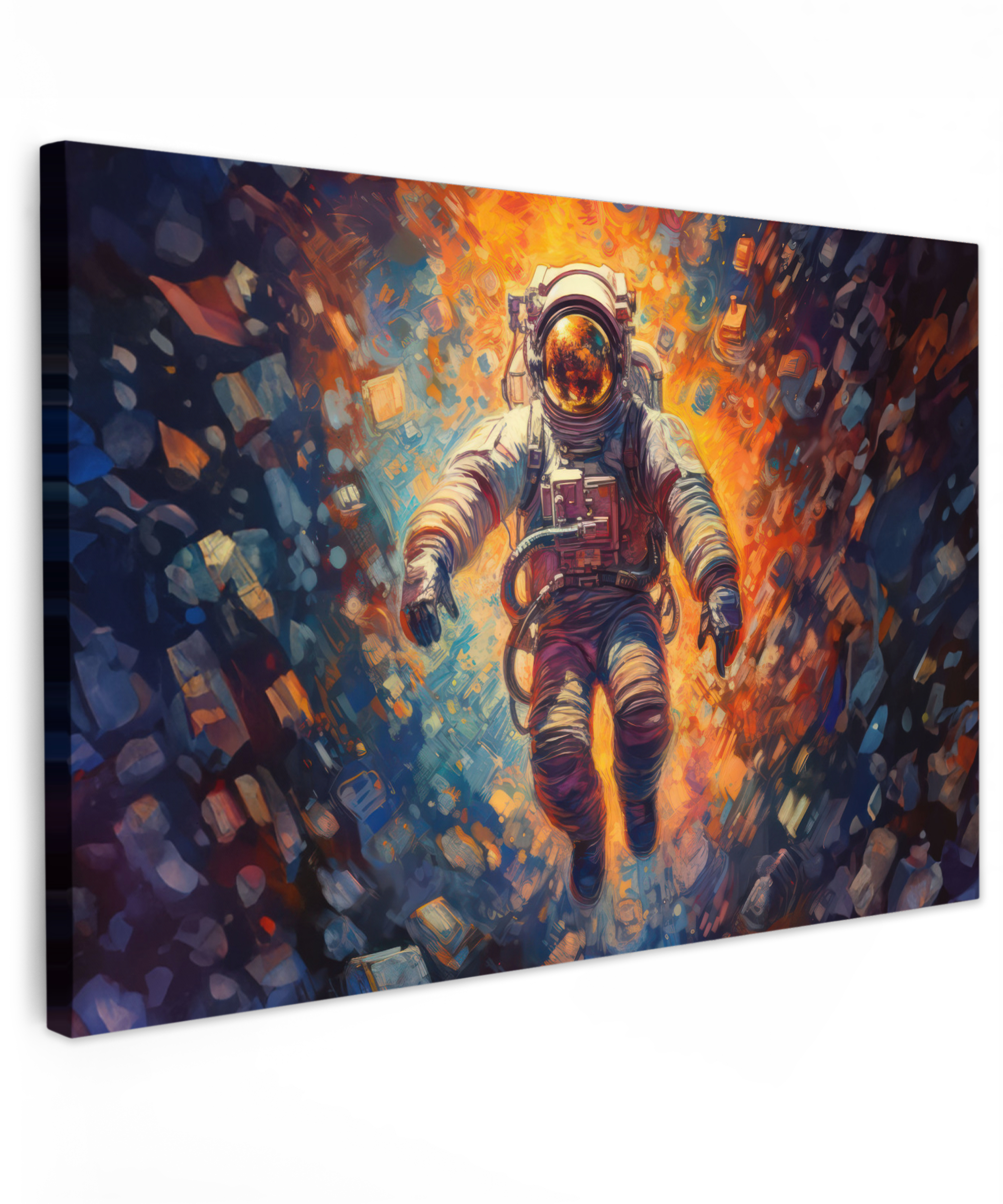 Tableau sur toile - Astronaute - Néon - Orange - Espace