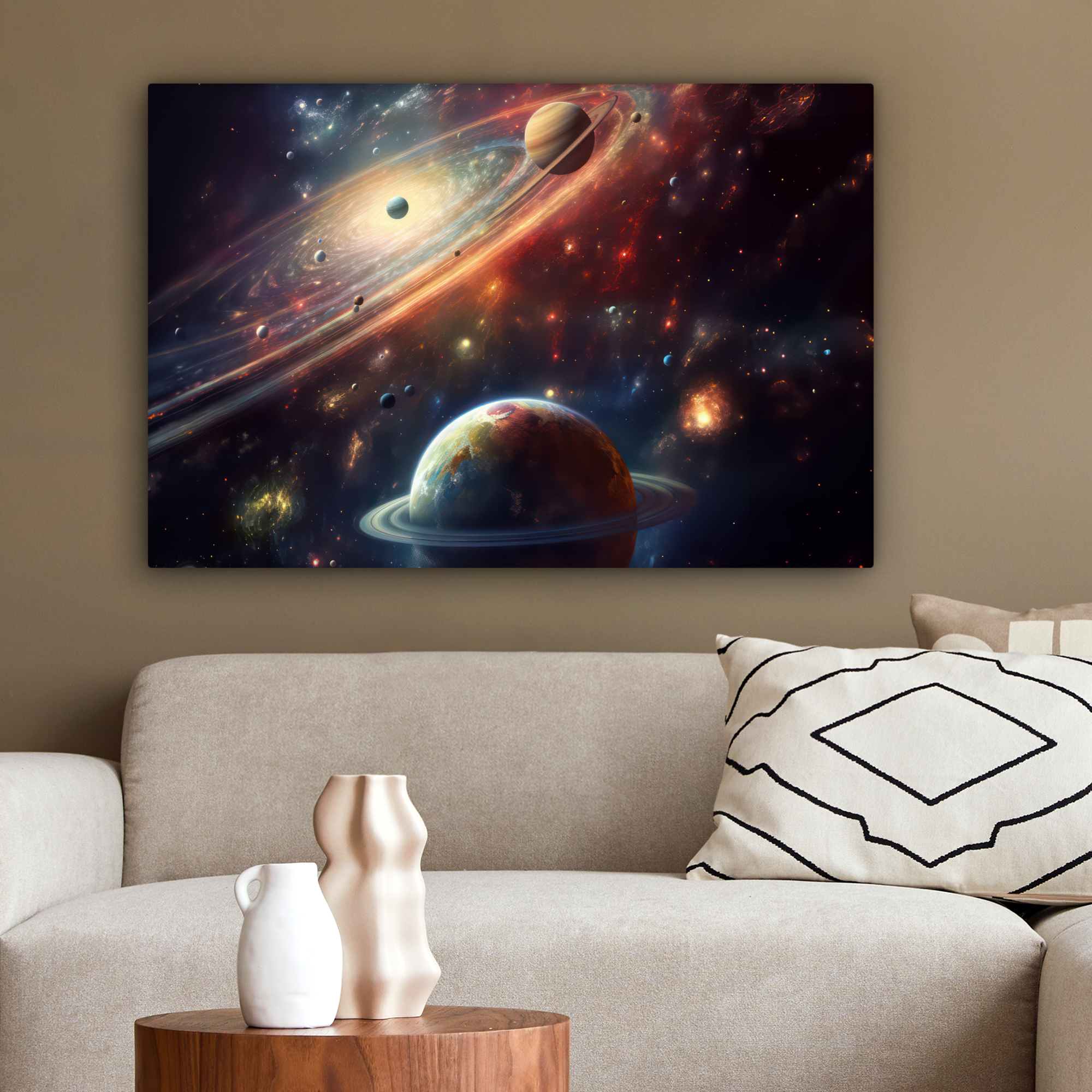 Tableau sur toile - Espace - Planètes - Néon - Étoile-2