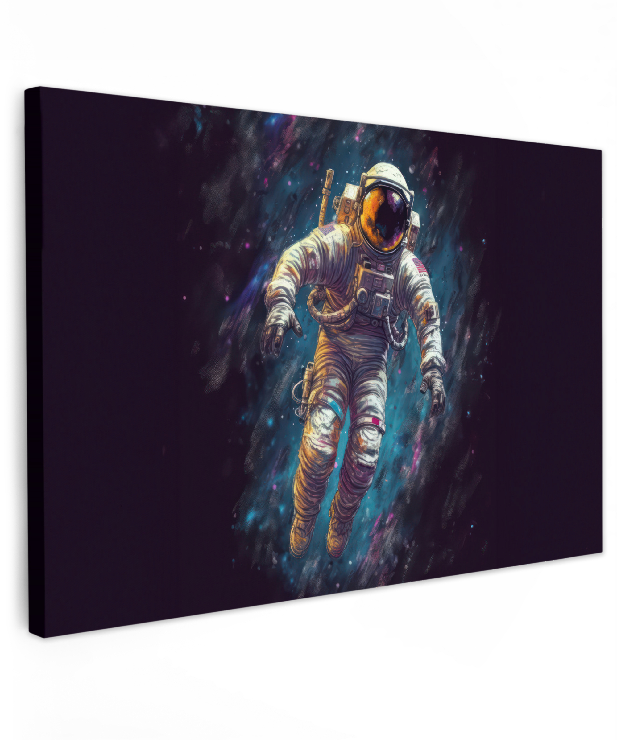 Canvas schilderij - Ruimte - Neon - Astronaut - Sterren