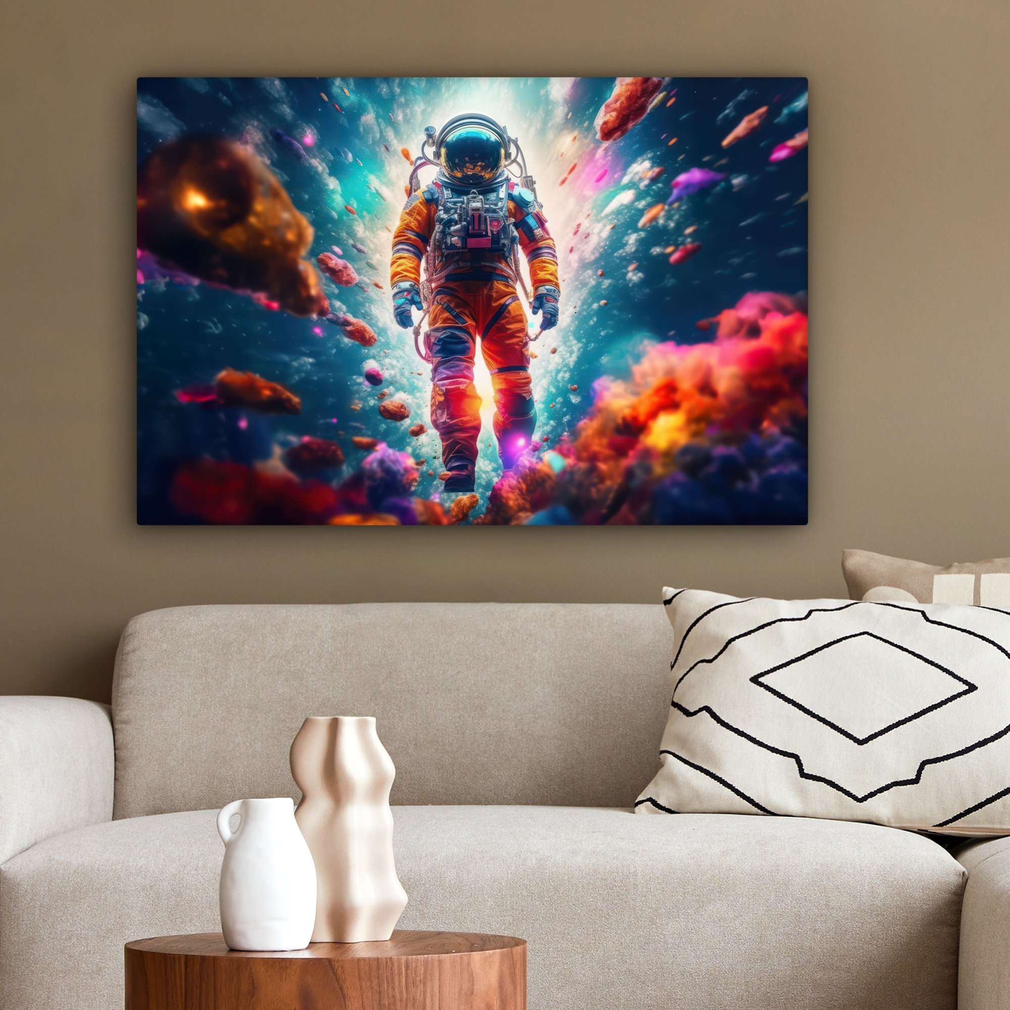 Canvas schilderij - Astronaut - Neon - Meteoriet - Neon-2