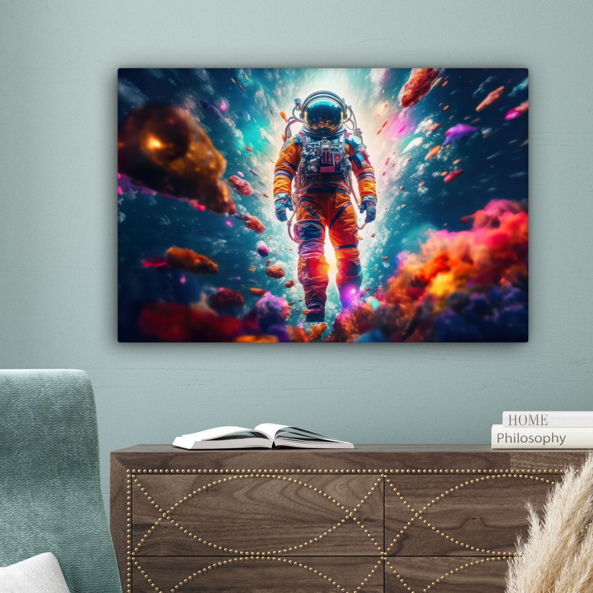 Canvas schilderij - Astronaut - Neon - Meteoriet - Neon-4