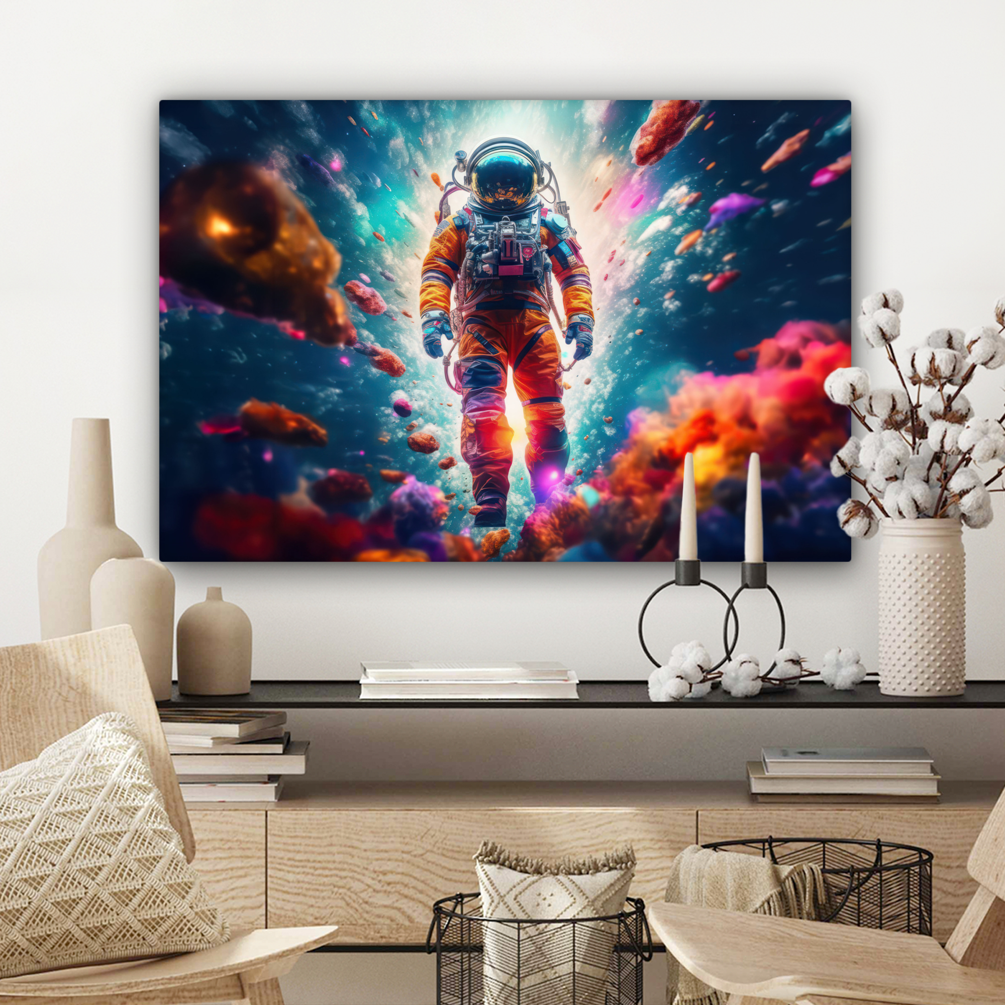 Canvas schilderij - Astronaut - Neon - Meteoriet - Neon-3