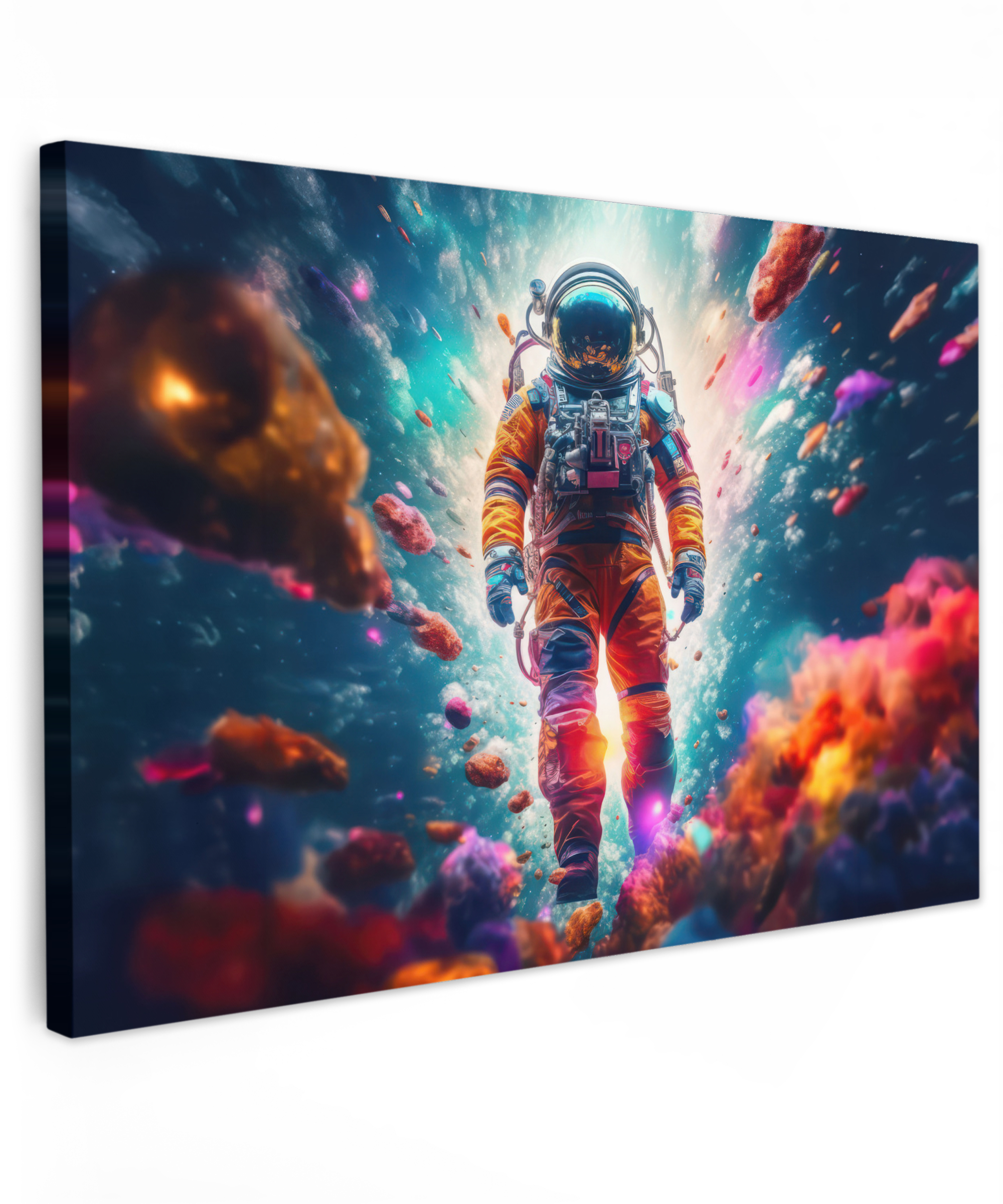 Canvas schilderij - Astronaut - Neon - Meteoriet - Neon