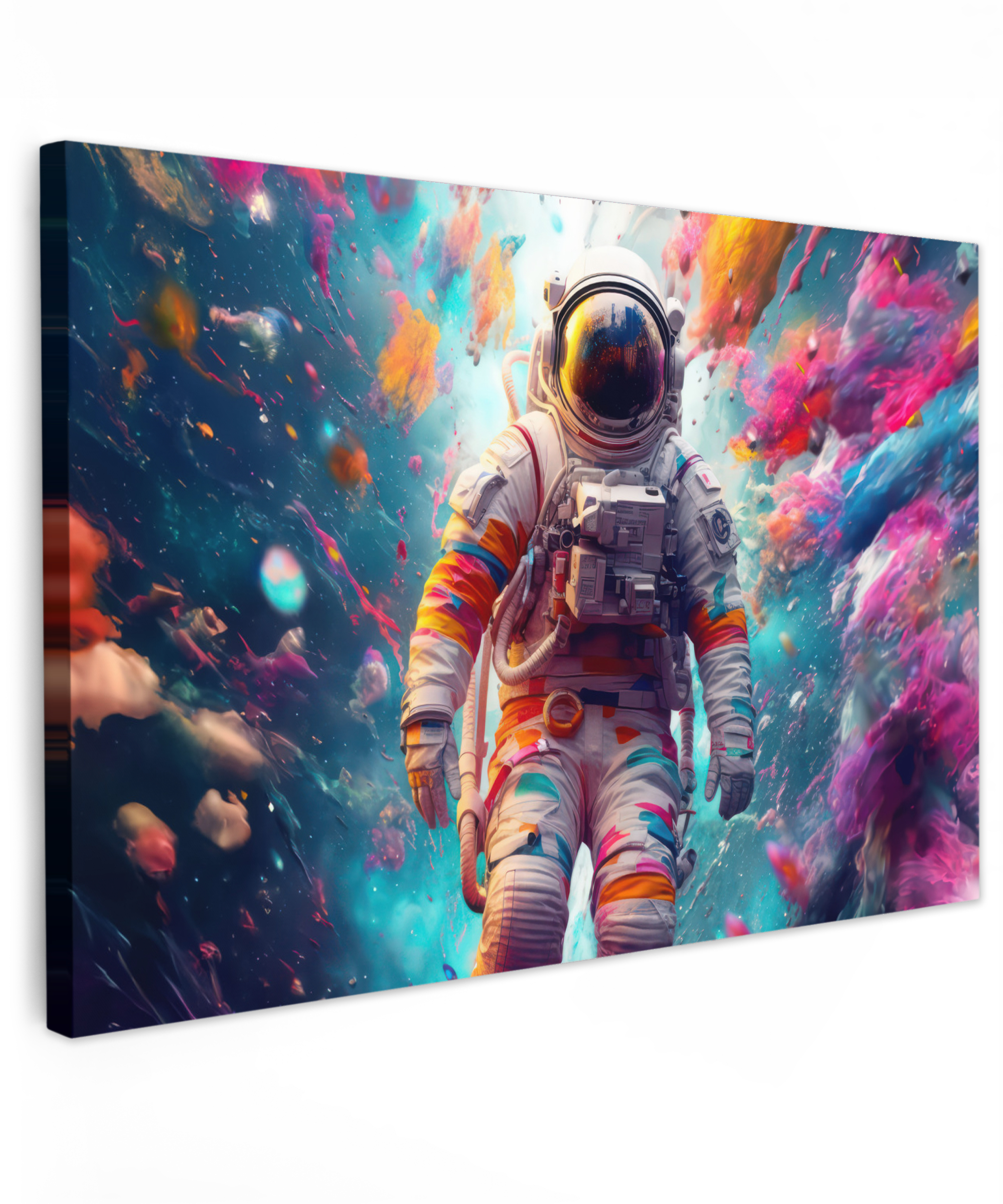 Canvas schilderij - Neon - Meteoriet - Neon - Astronaut