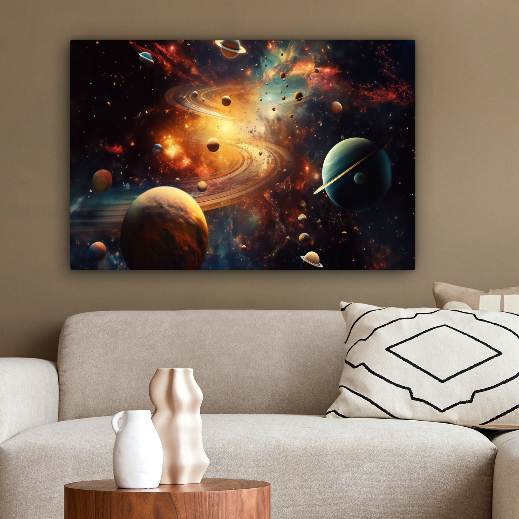 Canvas schilderij - Melkweg - Ruimte - Neon - Planeten-2