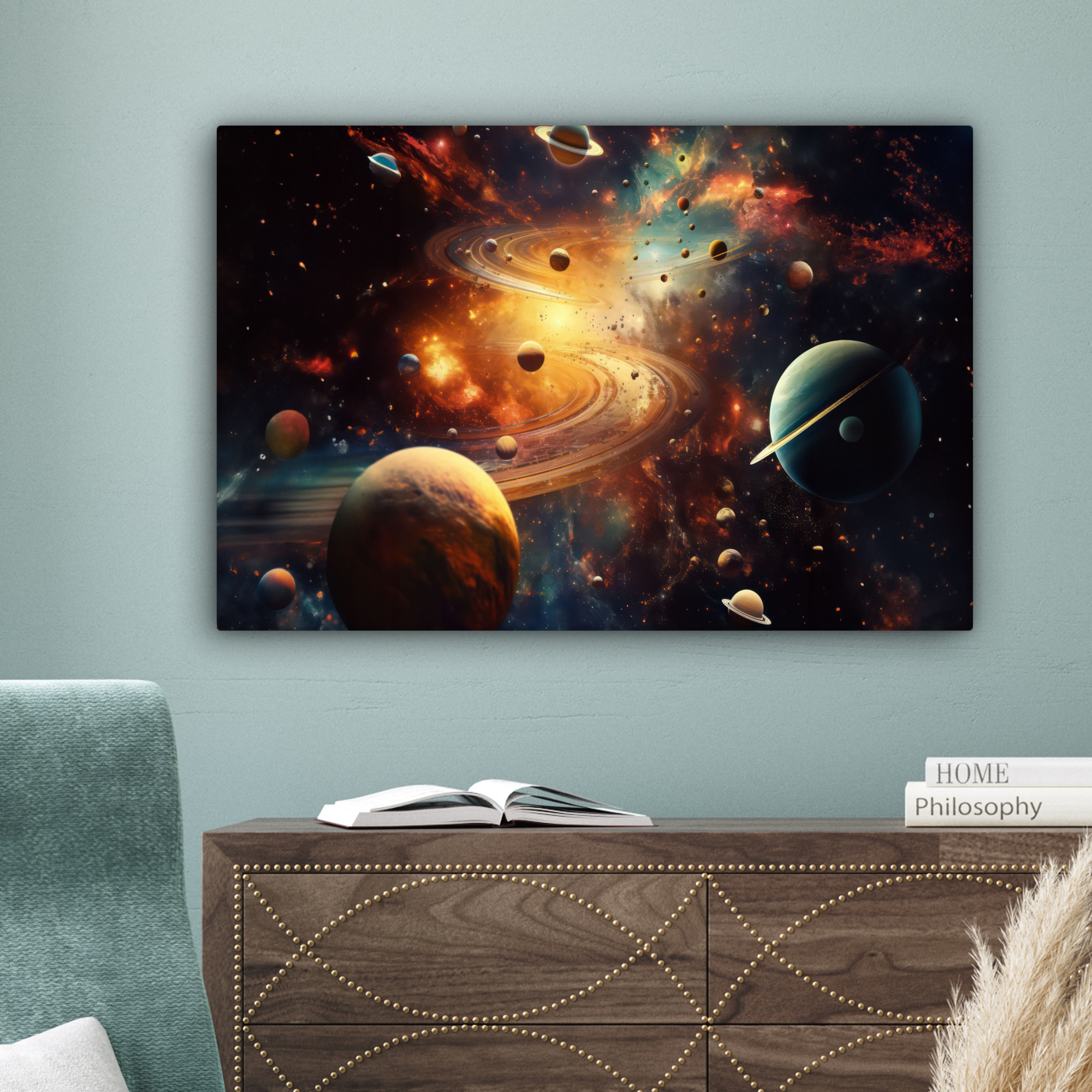 Canvas schilderij - Melkweg - Ruimte - Neon - Planeten-4